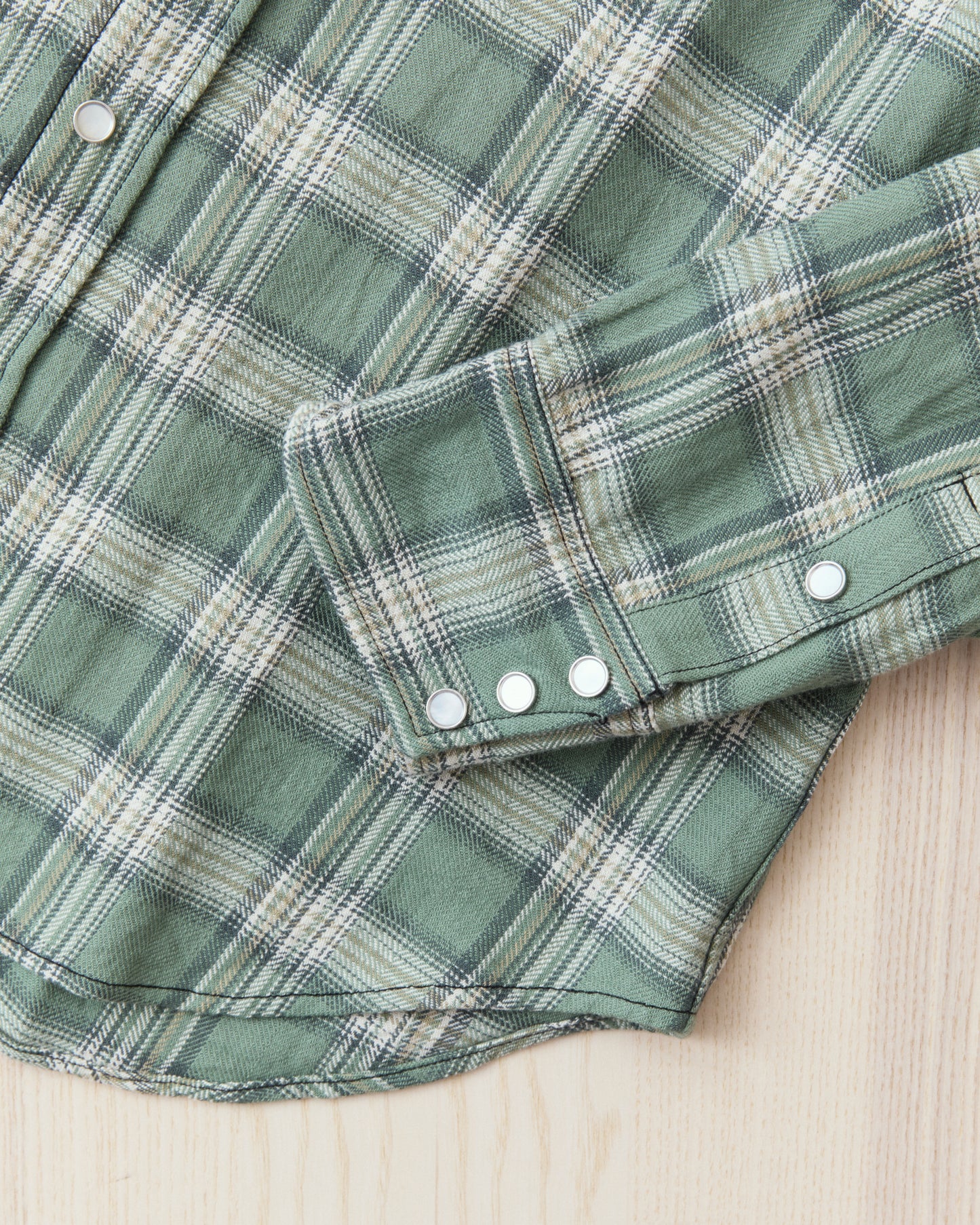 Sugar Cane & Co. SC29687 Washer Herringbone Check Western Shirt Green