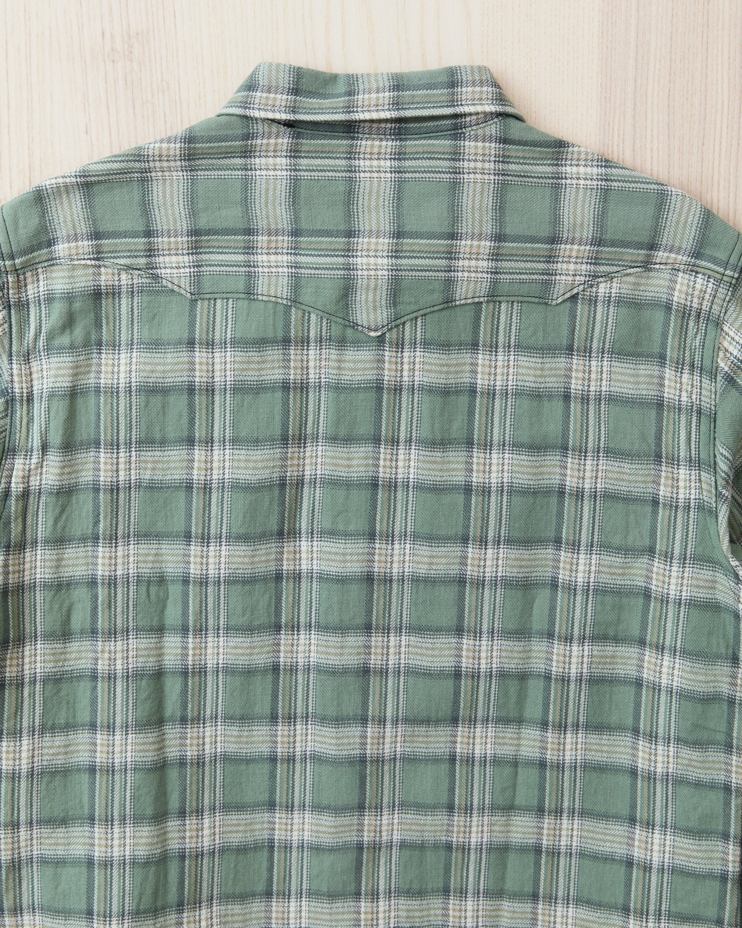 Sugar Cane & Co. SC29687 Washer Herringbone Check Western Shirt Green
