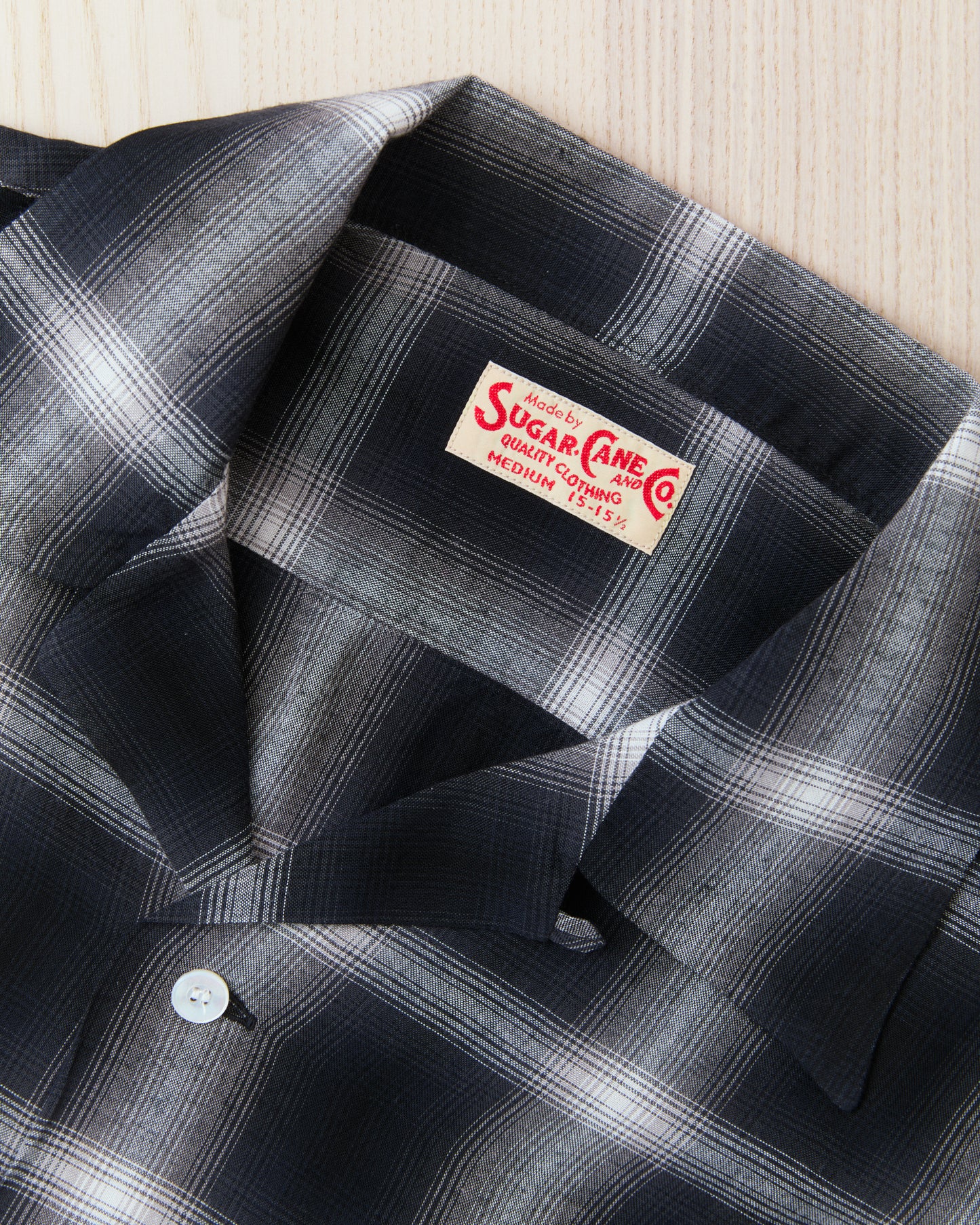 Sugar Cane & Co. Rayon Ombre Check Open Shirt Black SC29120