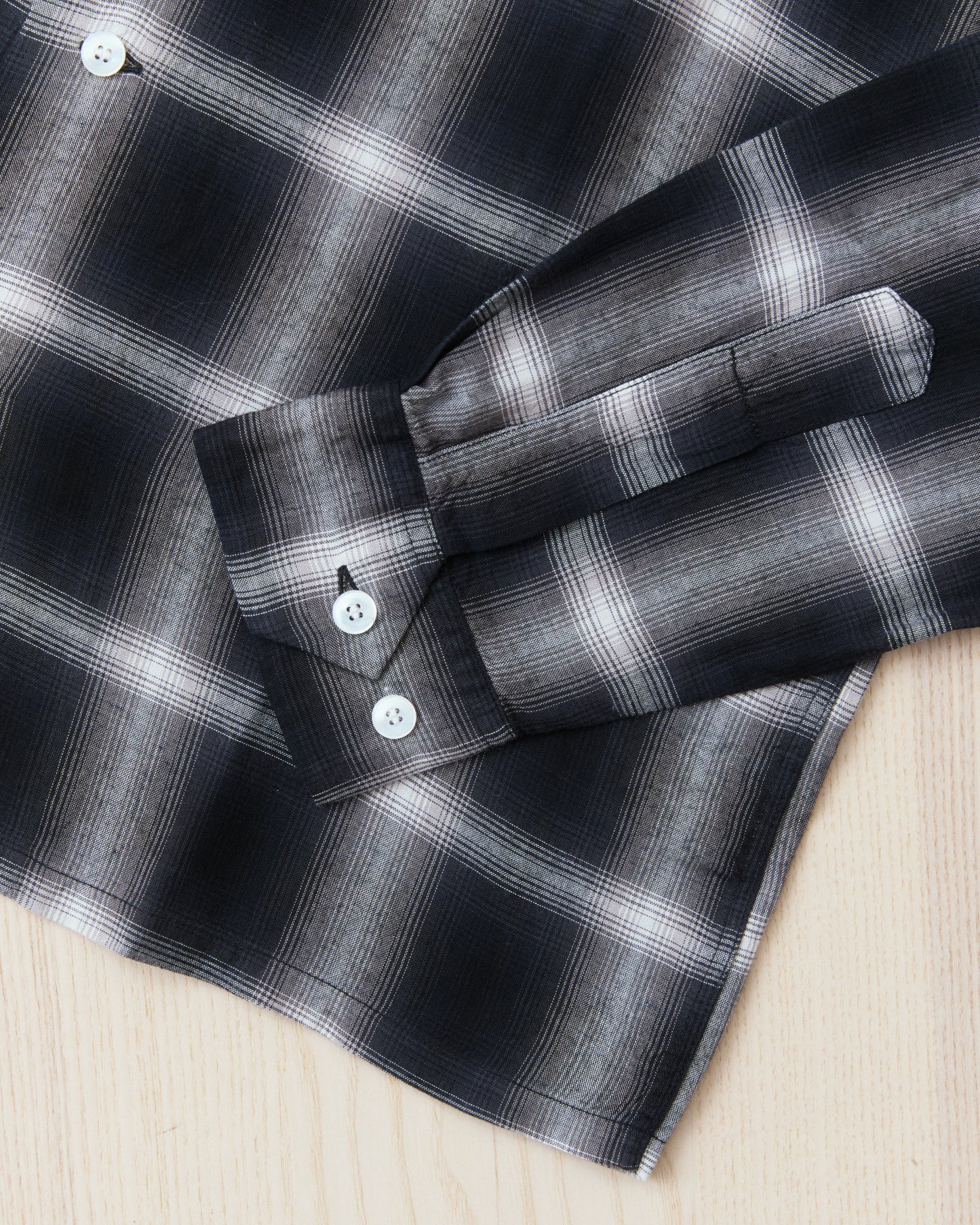 Sugar Cane & Co. Rayon Ombre Check Open Shirt Black SC29120