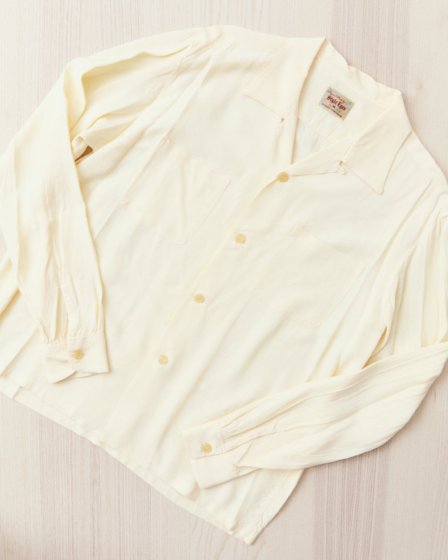 Style Eyes SE29660 Long Sleeved Rayon Bowling Shirt Off White