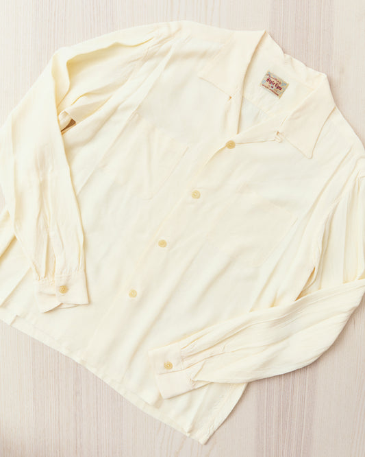 Style Eyes SE29660 Long Sleeved Rayon Bowling Shirt Off White