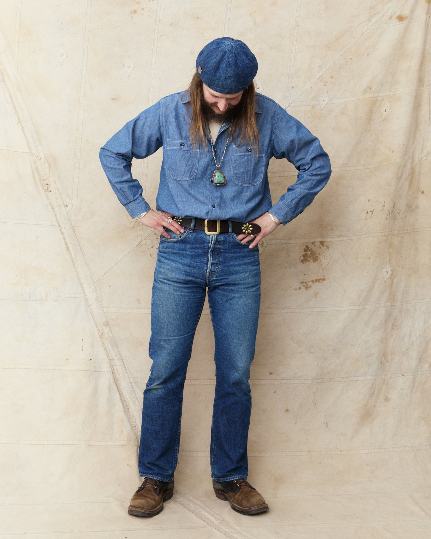 OrSlow 01-8270-84K Relaxed Fit Chambray Work Shirt