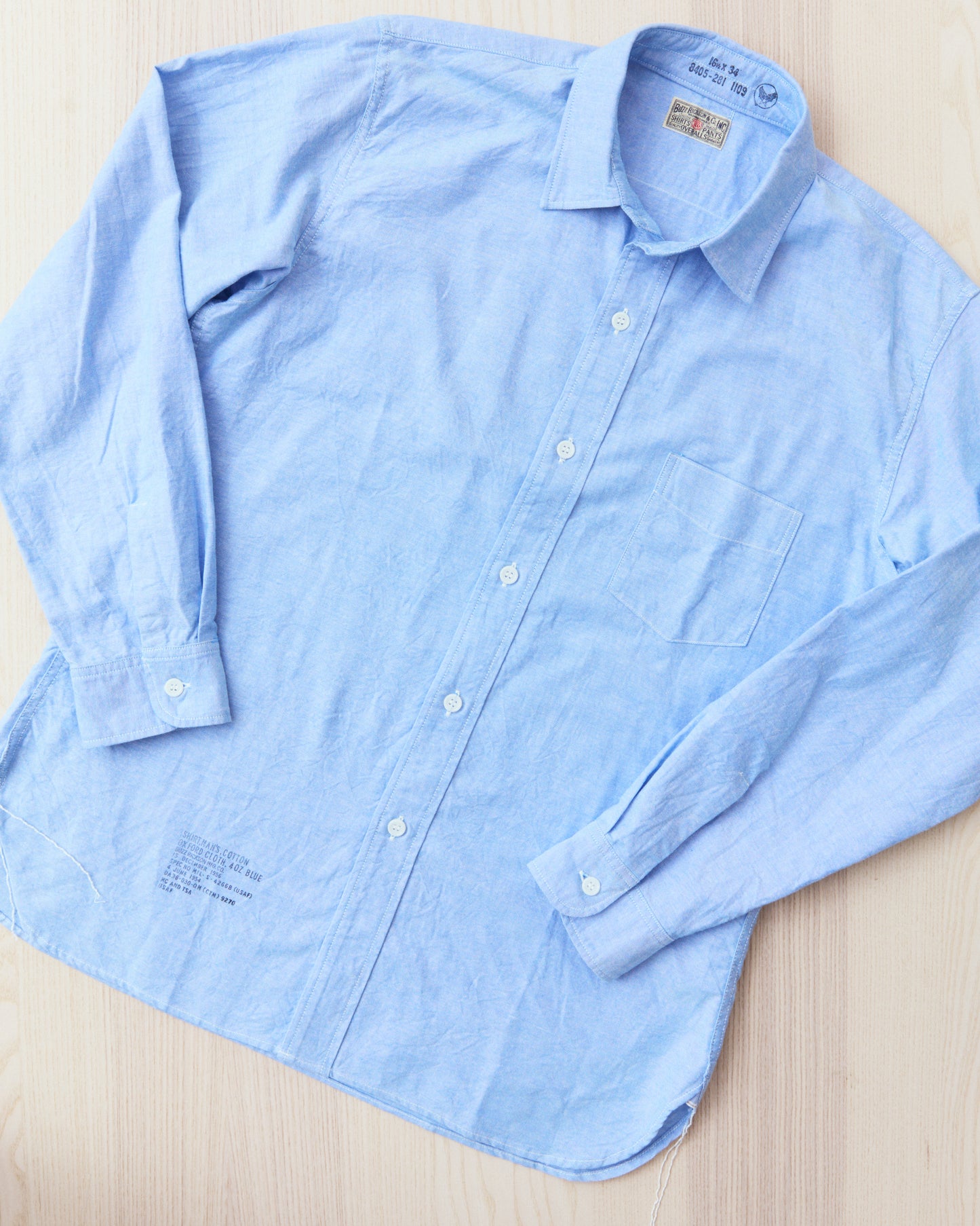 Buzz Rickson's BR28824 Cotton Oxford Cloth 4oz. Blue Shirt