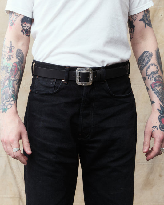 Larry Smith LT-0030-BK Square Buckle Belt Black