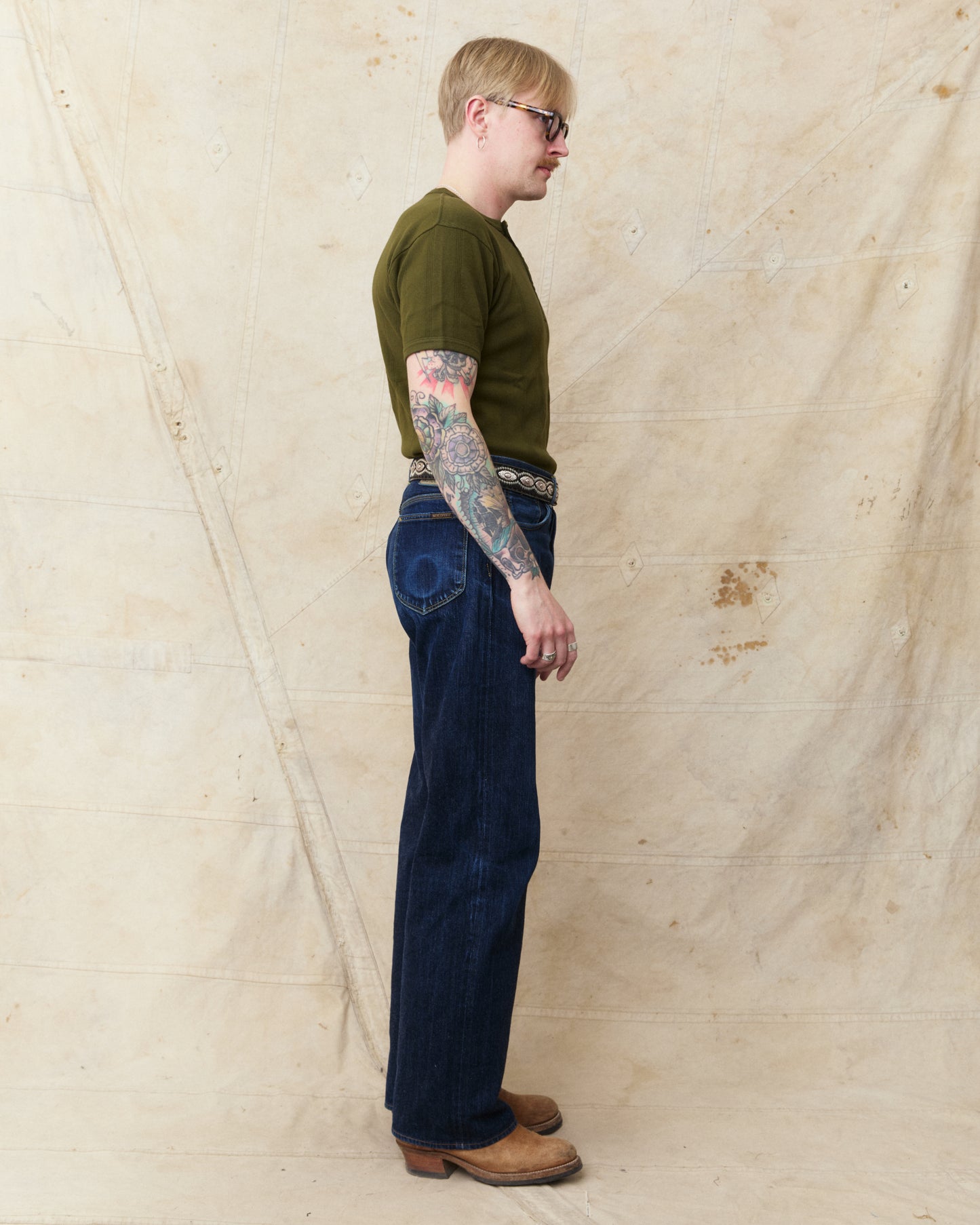 Whitesville WV79680-149 Short Sleeve Ribbed Henley Shirt Olive