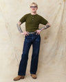 Whitesville WV79680-149 Short Sleeve Ribbed Henley Shirt Olive