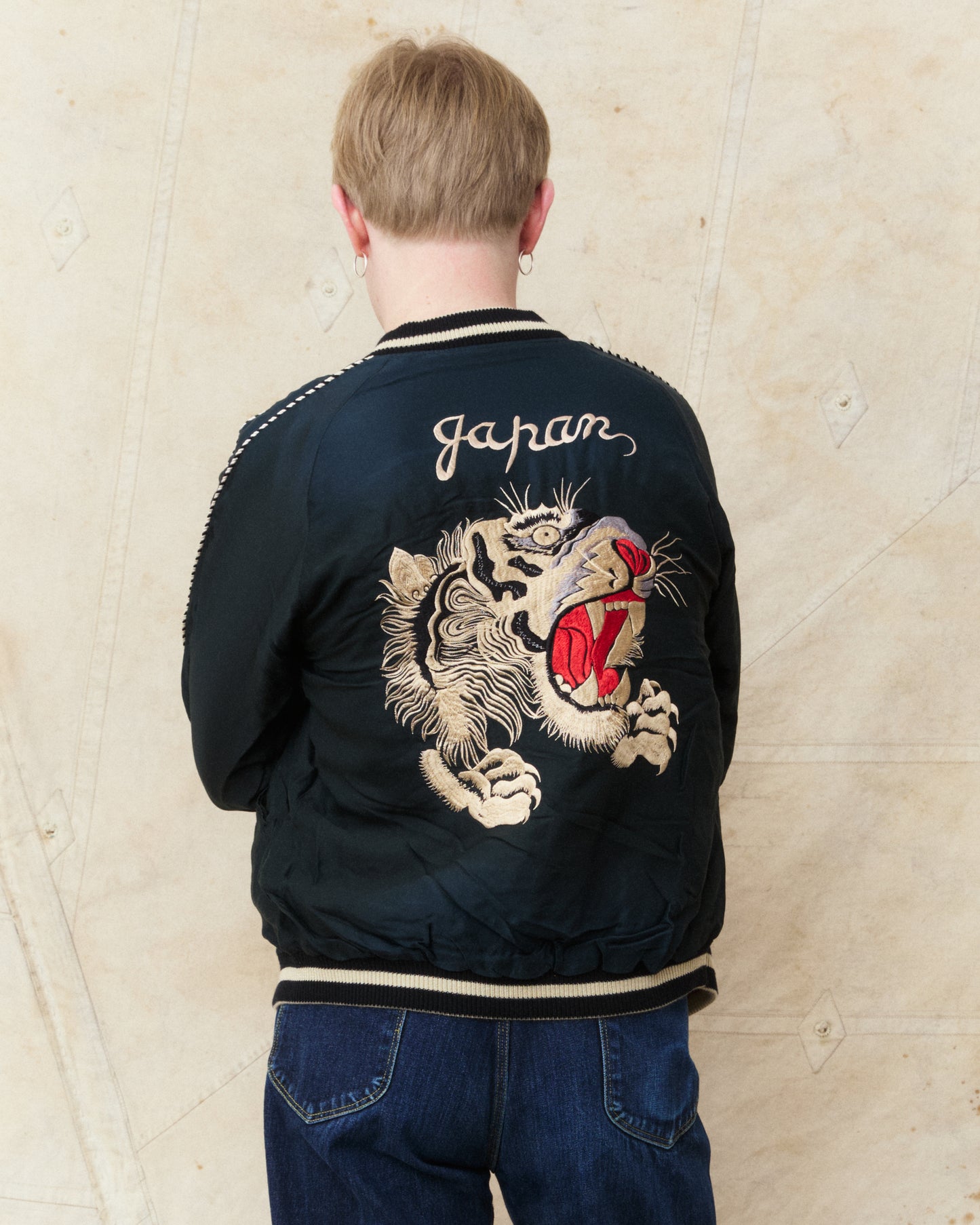 Tailor Toyo TT15878 Mid 1950s Style Acetate Souvenir Jacket "Tiger Head" X "Chevy Lover" Aging Model