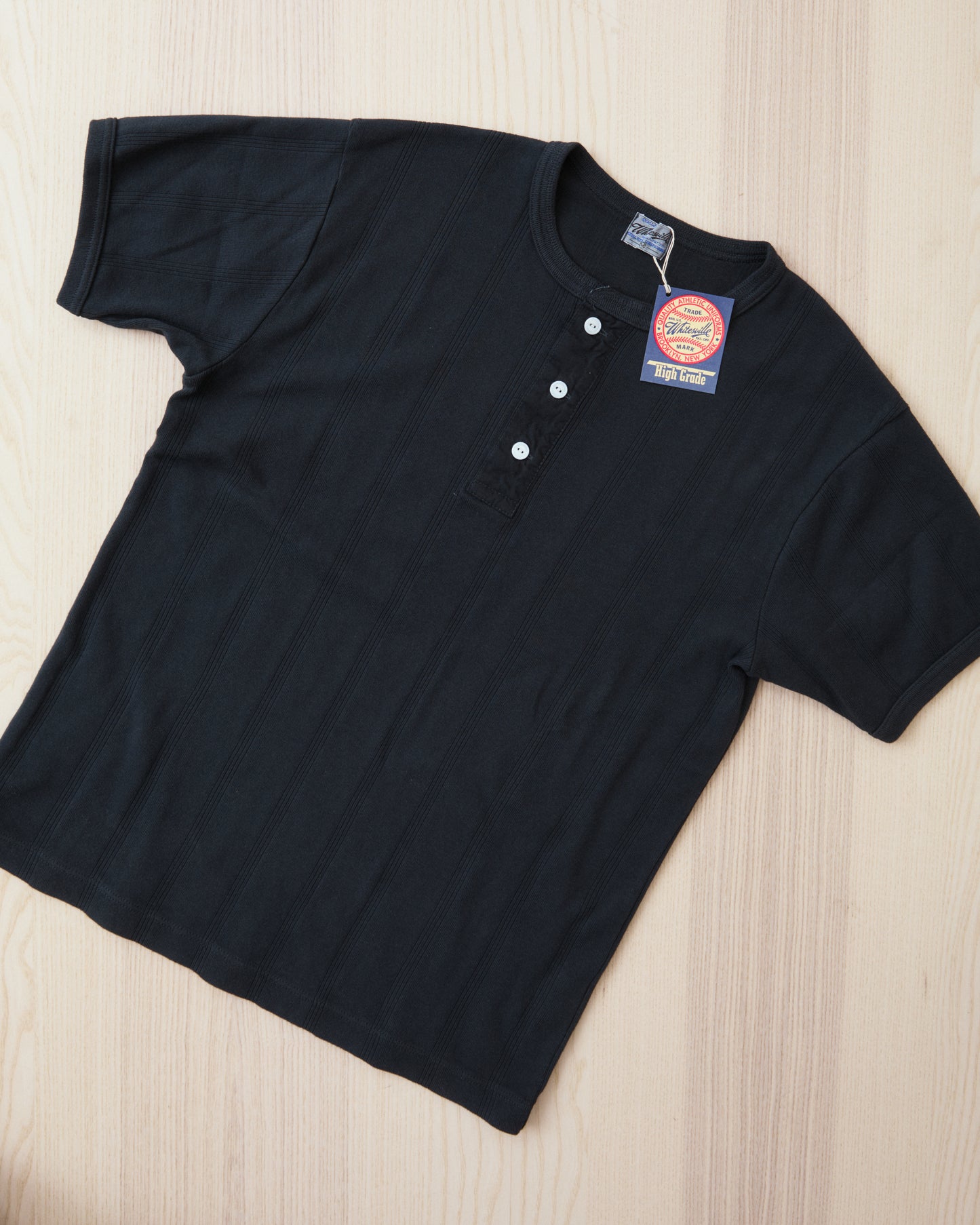 Whitesville WV79680-118 Short Sleeve Ribbed Henley Shirt Black