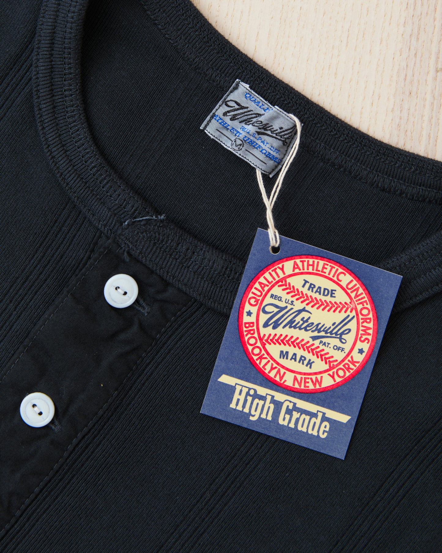 Whitesville WV79680-118 Short Sleeve Ribbed Henley Shirt Black