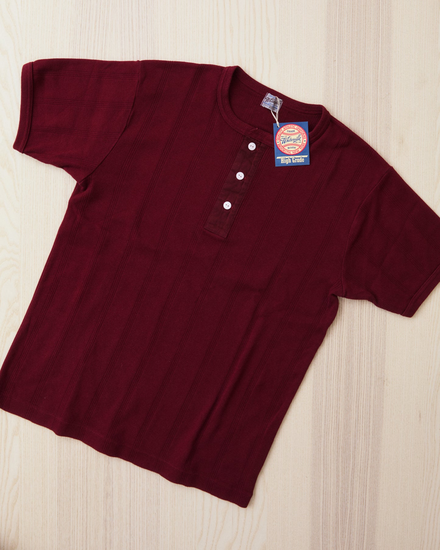 Whitesville WV79680-170 Short Sleeve Ribbed Henley Shirt Wine
