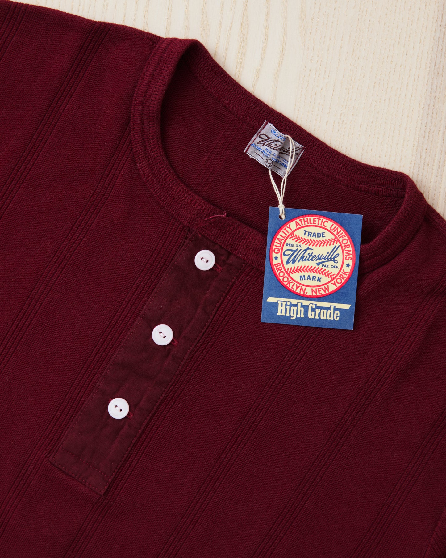 Whitesville WV79680-170 Short Sleeve Ribbed Henley Shirt Wine