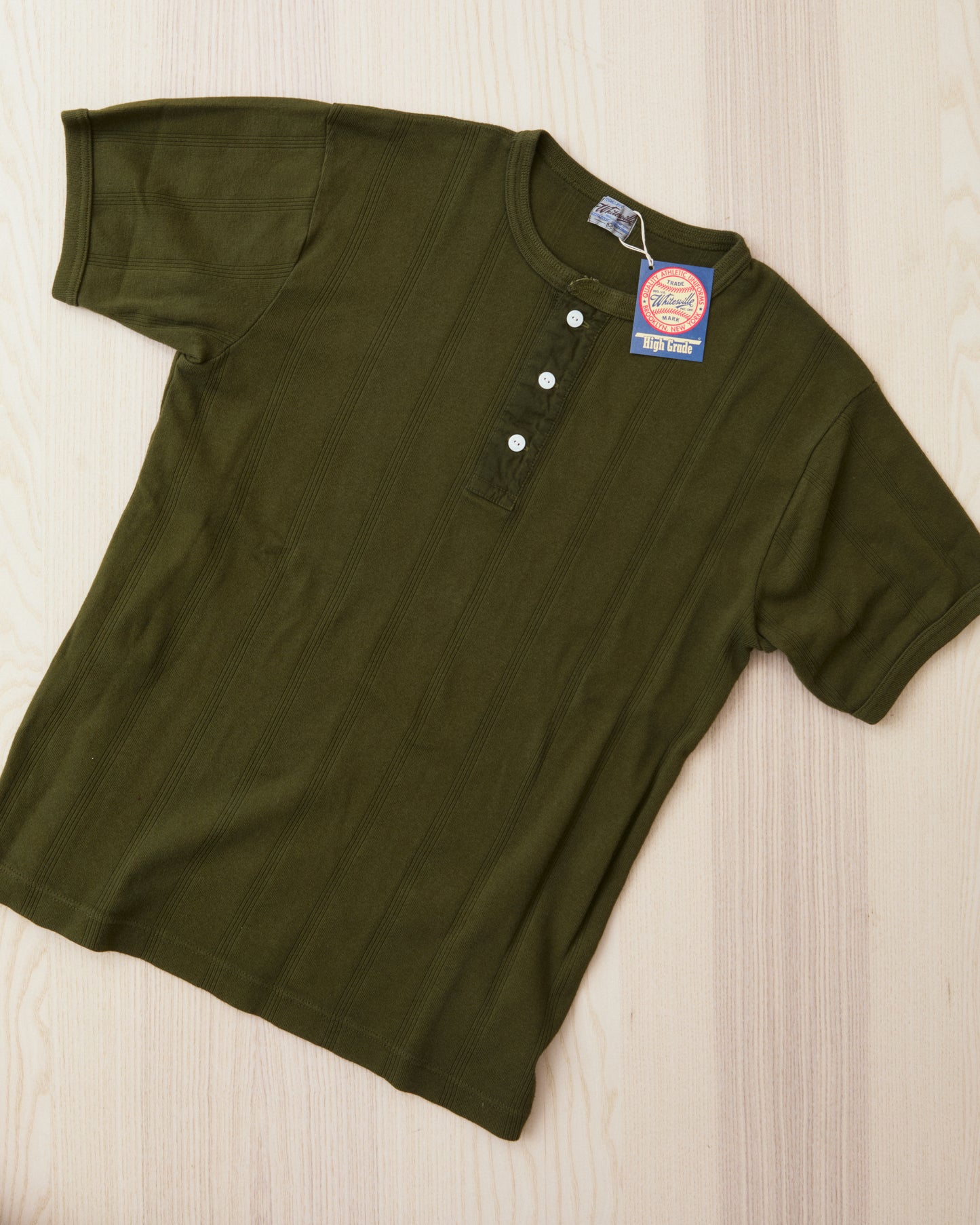 Whitesville WV79680-149 Short Sleeve Ribbed Henley Shirt Olive