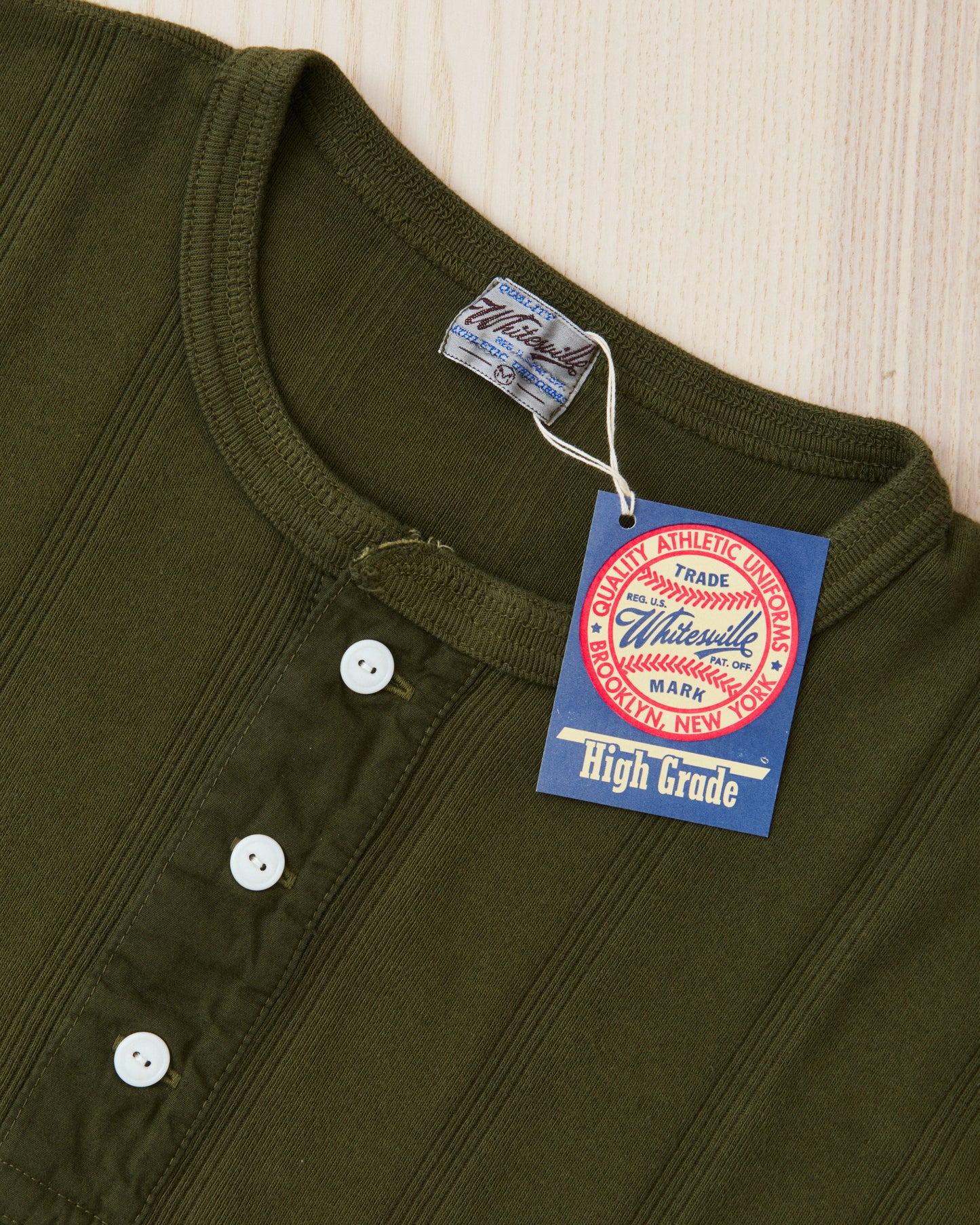 Whitesville WV79680-149 Short Sleeve Ribbed Henley Shirt Olive