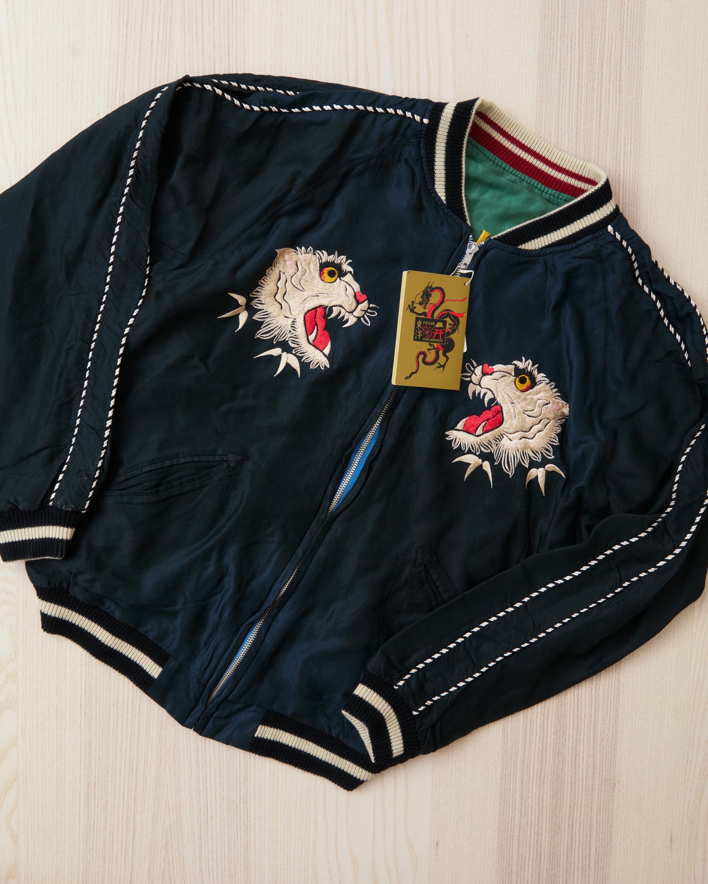 Tailor Toyo TT15878 Mid 1950s Style Acetate Souvenir Jacket "Tiger Head" X "Chevy Lover" Aging Model
