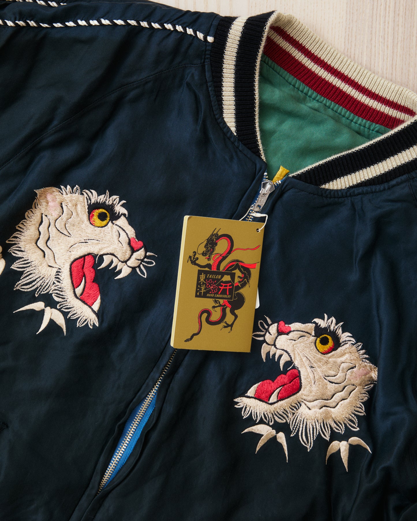 Tailor Toyo TT15878 Mid 1950s Style Acetate Souvenir Jacket "Tiger Head" X "Chevy Lover" Aging Model