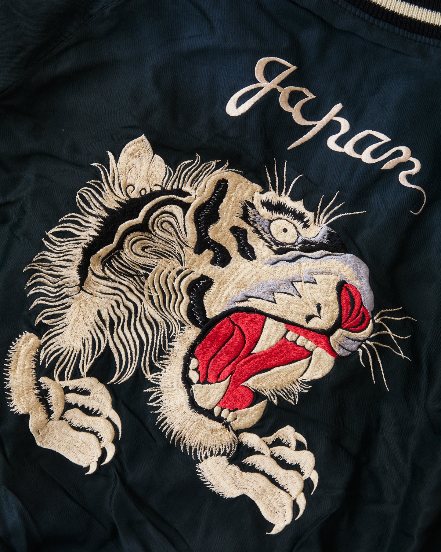 Tailor Toyo TT15878 Mid 1950s Style Acetate Souvenir Jacket "Tiger Head" X "Chevy Lover" Aging Model
