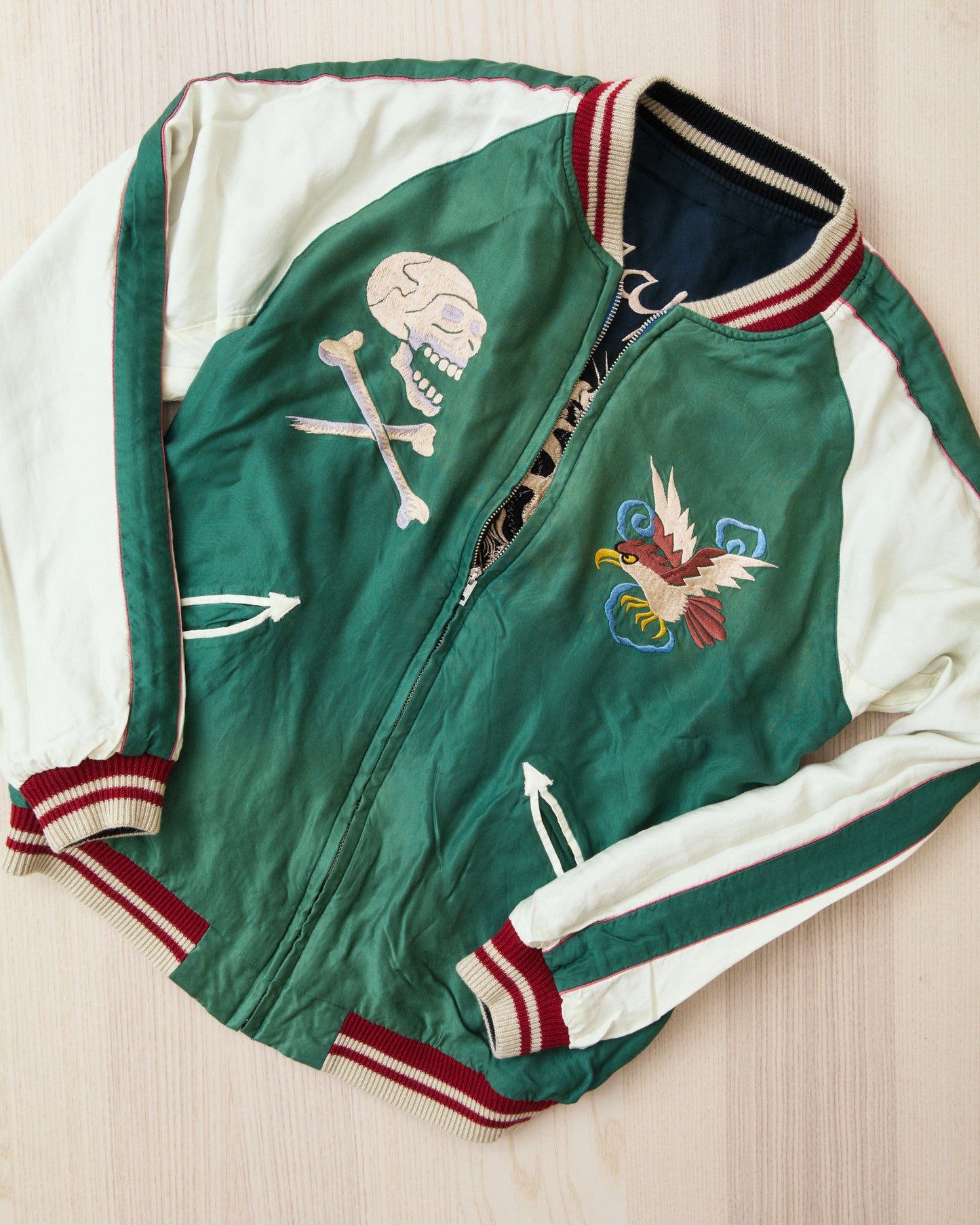 Tailor Toyo TT15878 Mid 1950s Style Acetate Souvenir Jacket "Tiger Head" X "Chevy Lover" Aging Model