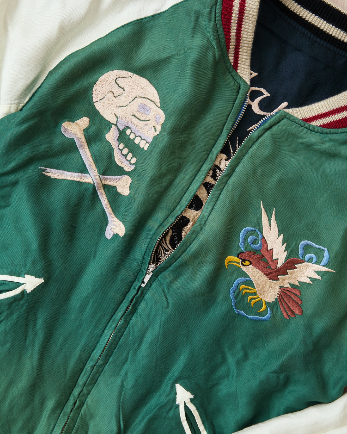 Tailor Toyo TT15878 Mid 1950s Style Acetate Souvenir Jacket "Tiger Head" X "Chevy Lover" Aging Model