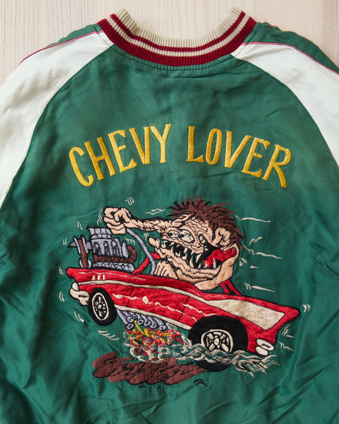 Tailor Toyo TT15878 Mid 1950s Style Acetate Souvenir Jacket "Tiger Head" X "Chevy Lover" Aging Model