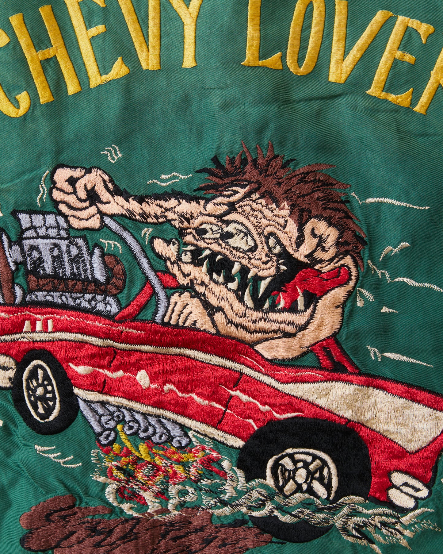 Tailor Toyo TT15878 Mid 1950s Style Acetate Souvenir Jacket "Tiger Head" X "Chevy Lover" Aging Model