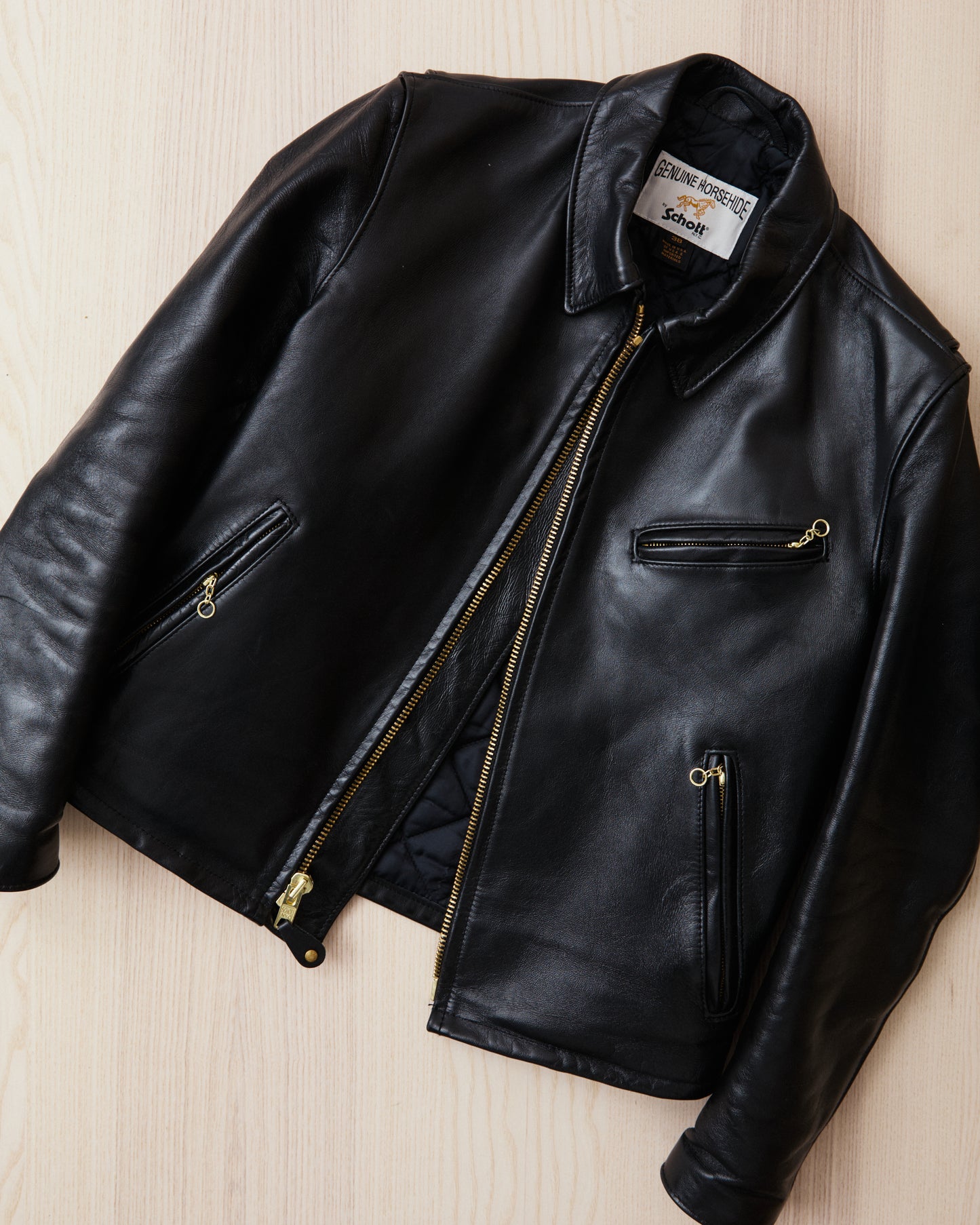 Second Hand Schott Perfecto 689H Classic Horsehide Split Collar Motorcycle Jacket Size 38