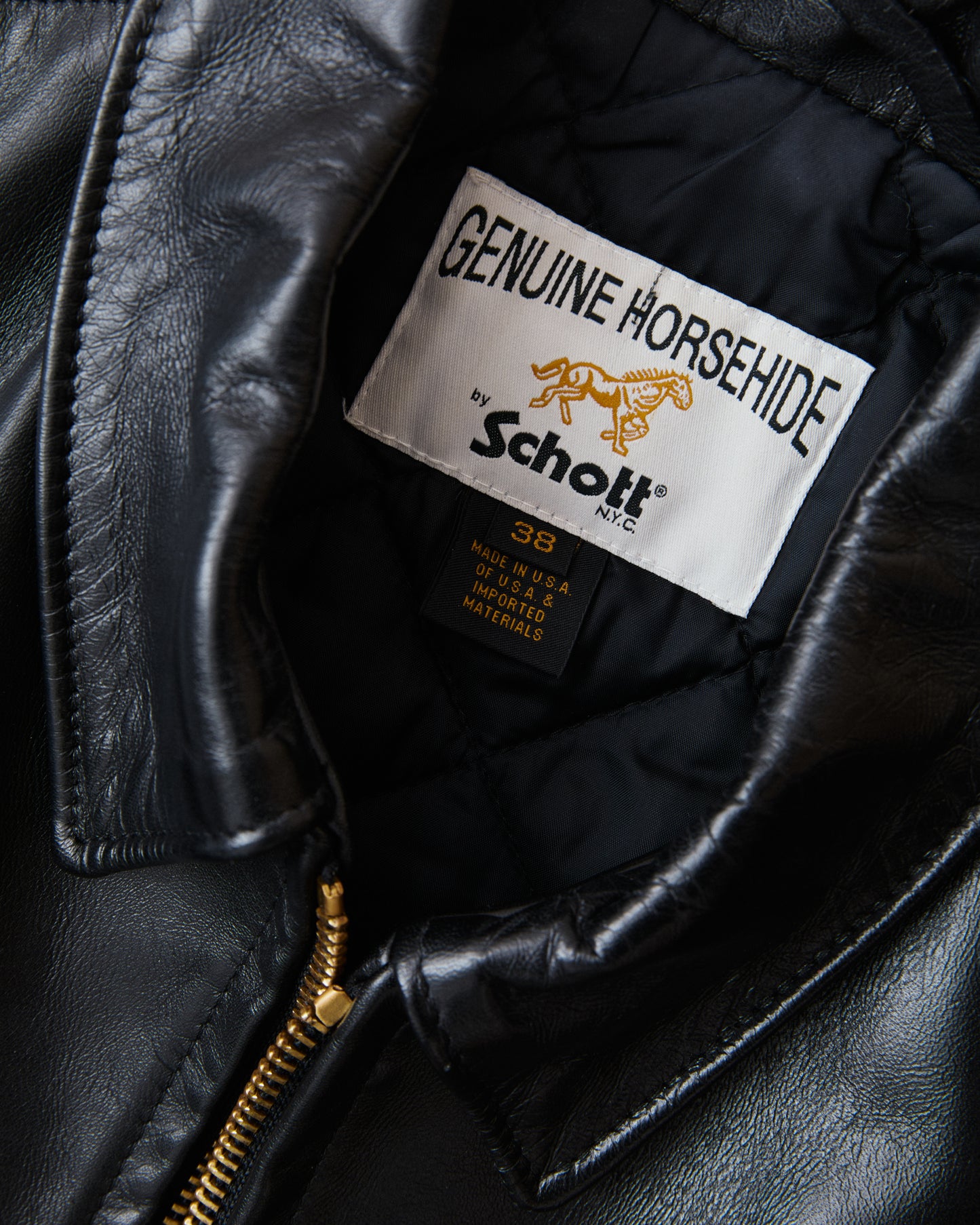 Second Hand Schott Perfecto 689H Classic Horsehide Split Collar Motorcycle Jacket Size 38
