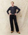Hermansson Folktrikå Long Sleeve Ribbed Cotton Henley Shirt Grafit