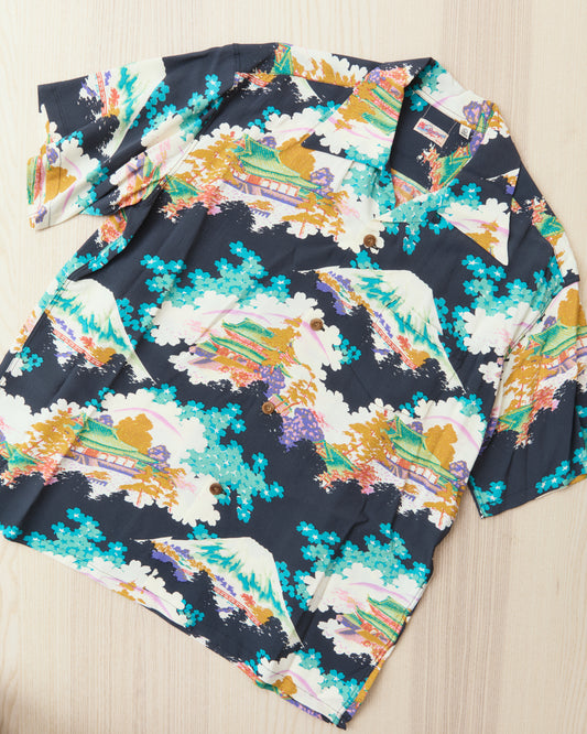 Sun Surf SS39618 Rayon Hawaiian Shirt Ancient Capital Black