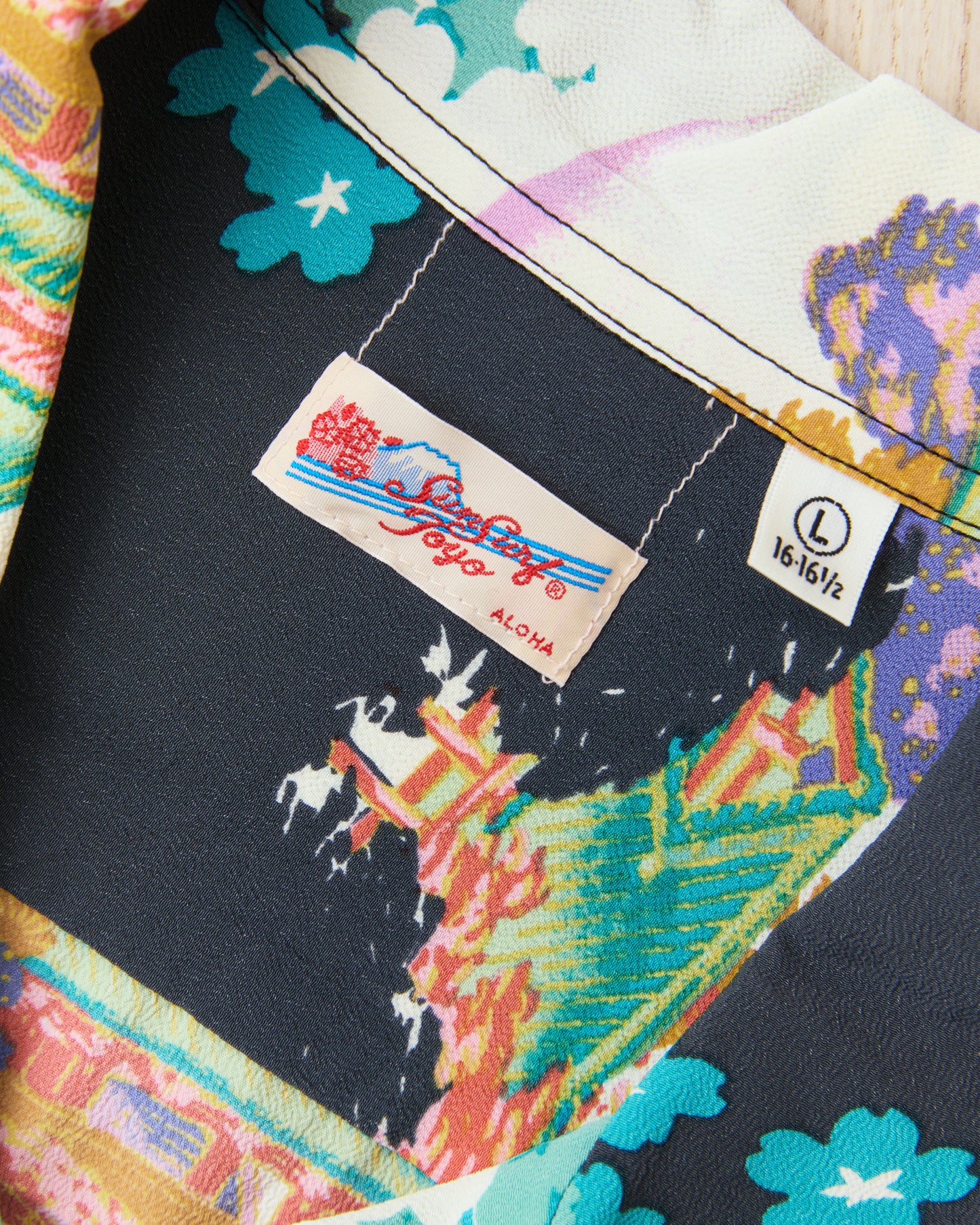 Sun Surf SS39618 Rayon Hawaiian Shirt Ancient Capital Black
