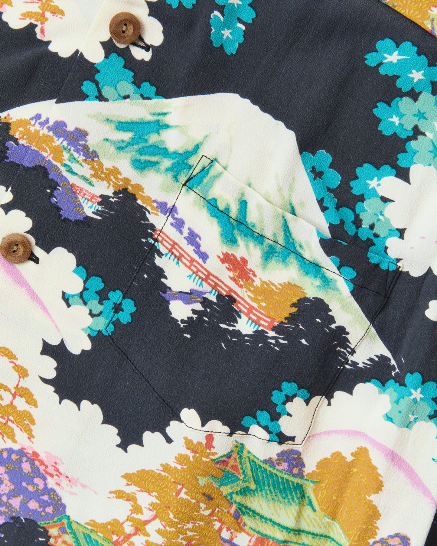 Sun Surf SS39618 Rayon Hawaiian Shirt Ancient Capital Black