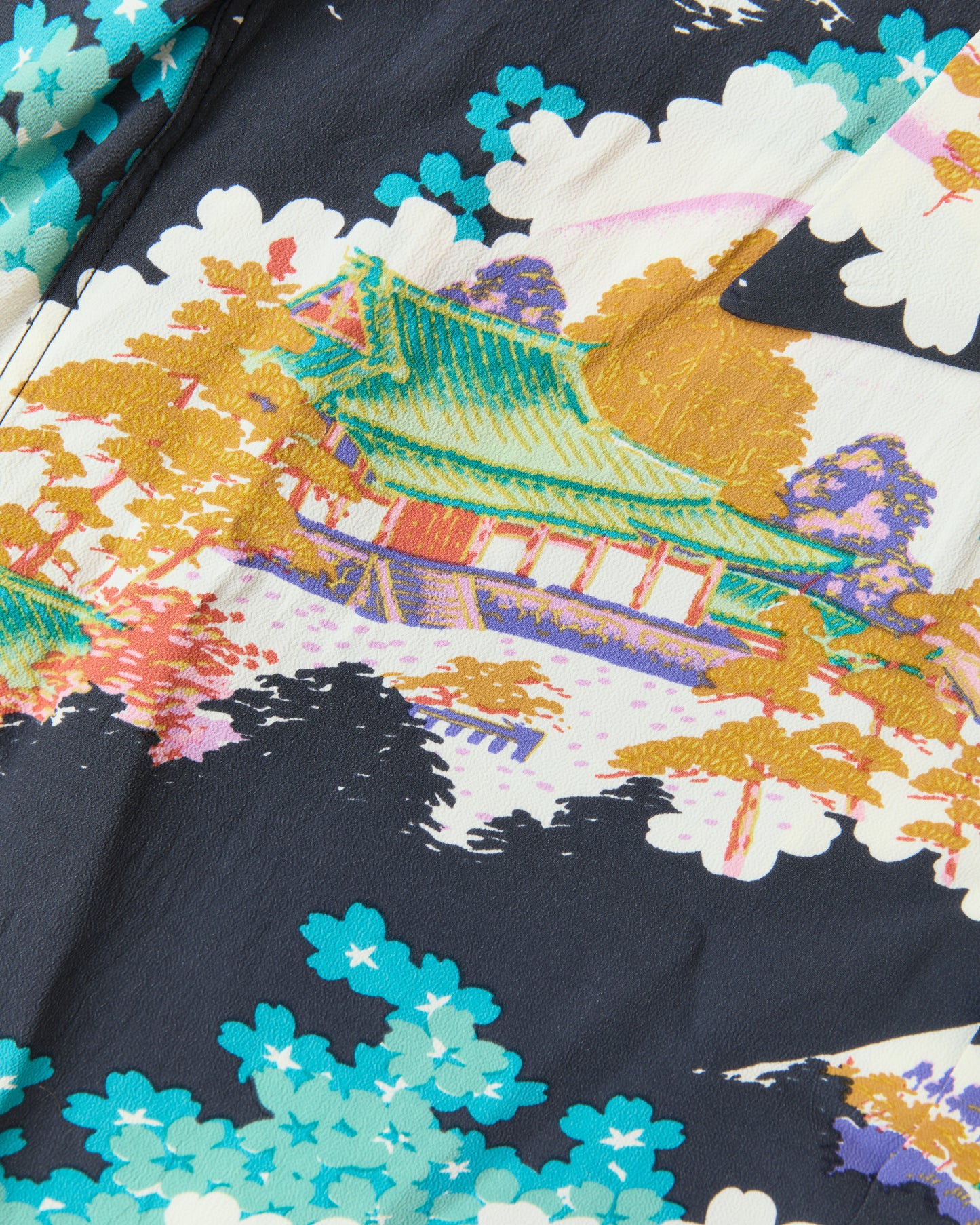 Sun Surf SS39618 Rayon Hawaiian Shirt Ancient Capital Black