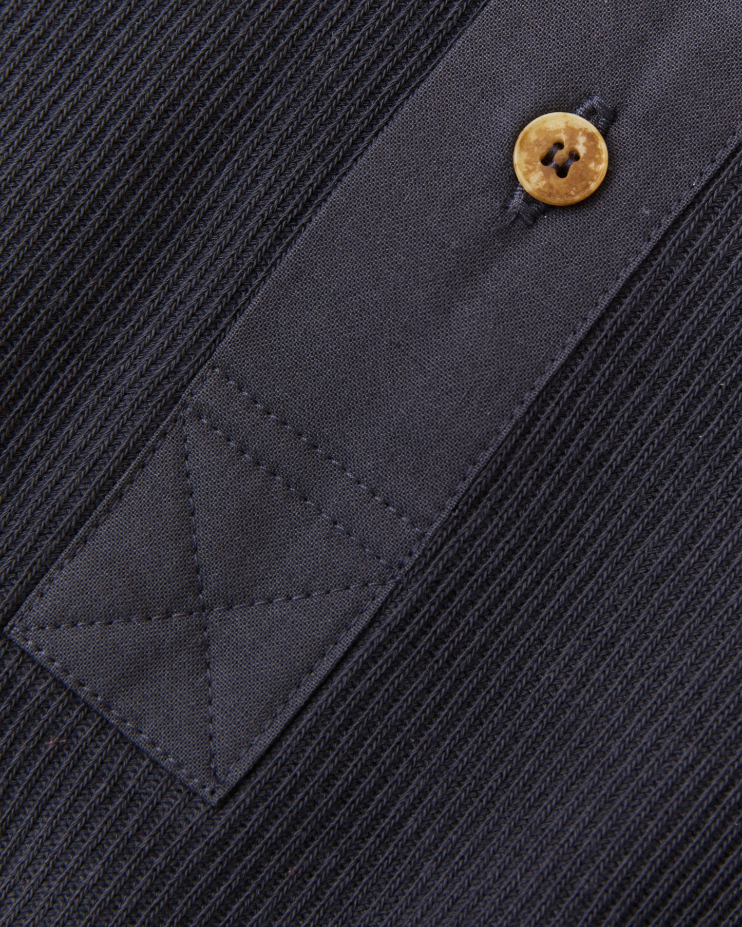 Hermansson Folktrikå Long Sleeve Ribbed Cotton Henley Shirt Grafit