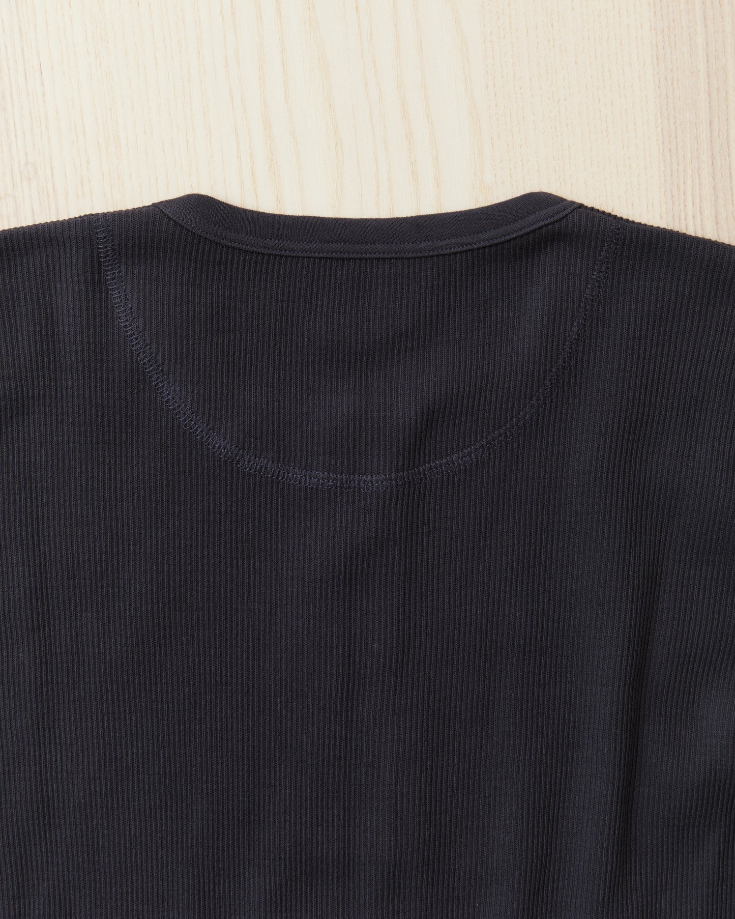 Hermansson Folktrikå Long Sleeve Ribbed Cotton Henley Shirt Grafit