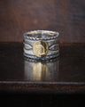Larry Smith Eagle Head Stamped Ring No. 32 18K Gold Accent Ring EFRG-0032