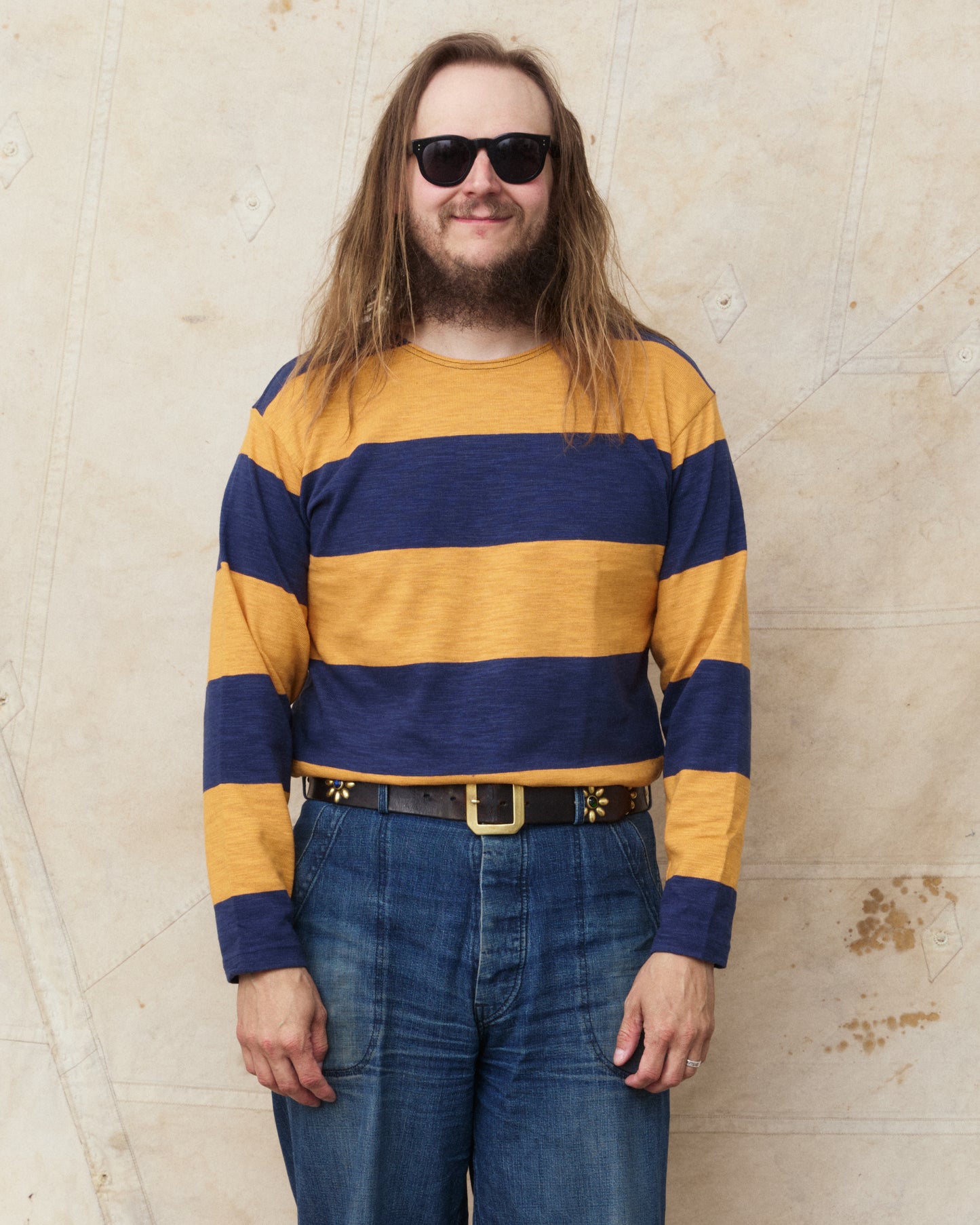 Warehouse & Co. Lot 4110 Long Sleeve Border T-shirt Navy/Orange