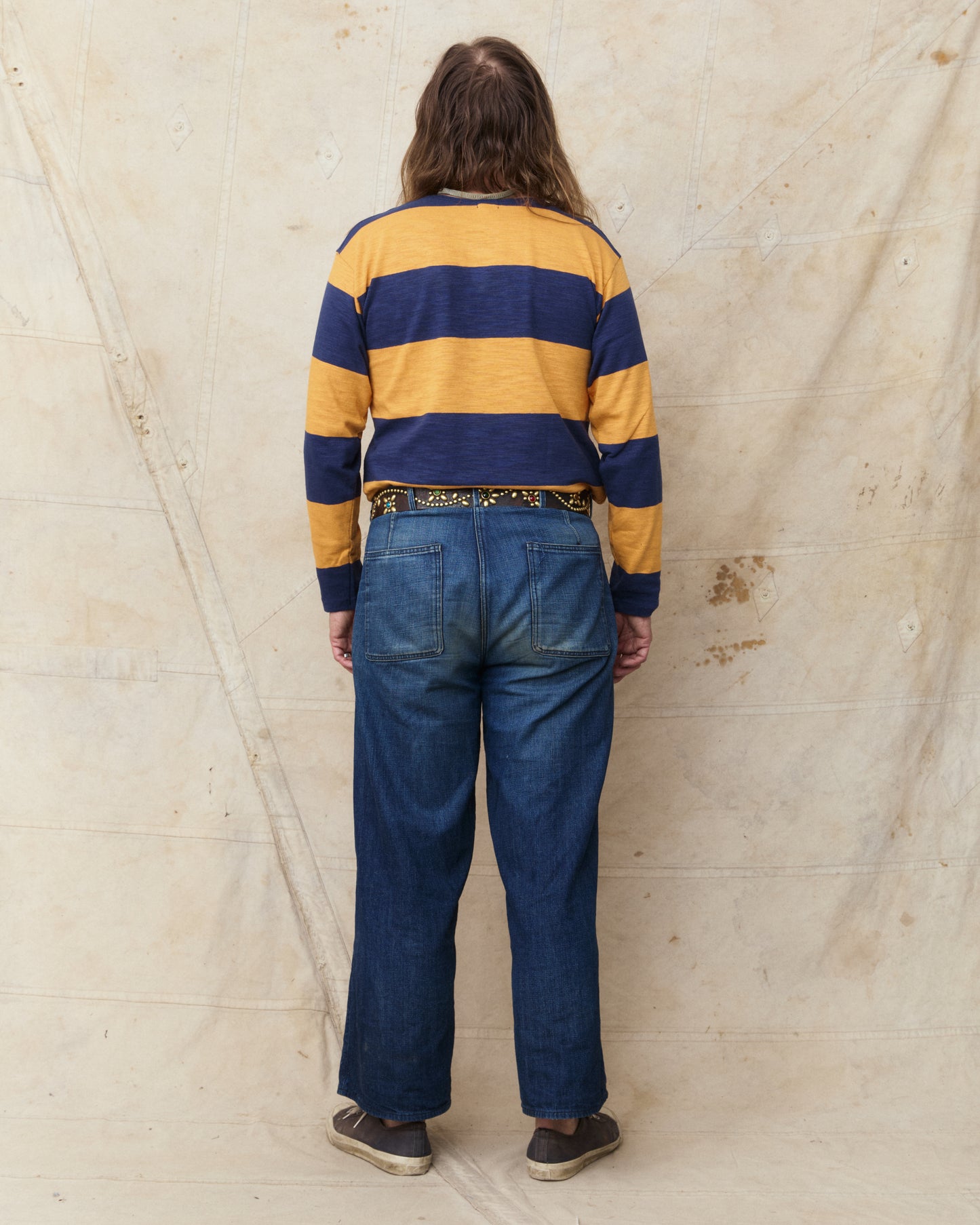 Warehouse & Co. Lot 4110 Long Sleeve Border T-shirt Navy/Orange