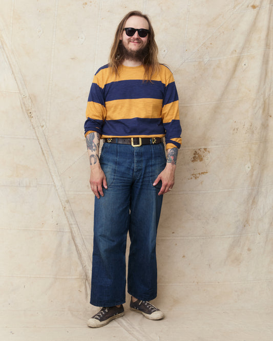 Warehouse & Co. Lot 4110 Long Sleeve Border T-shirt Navy/Orange