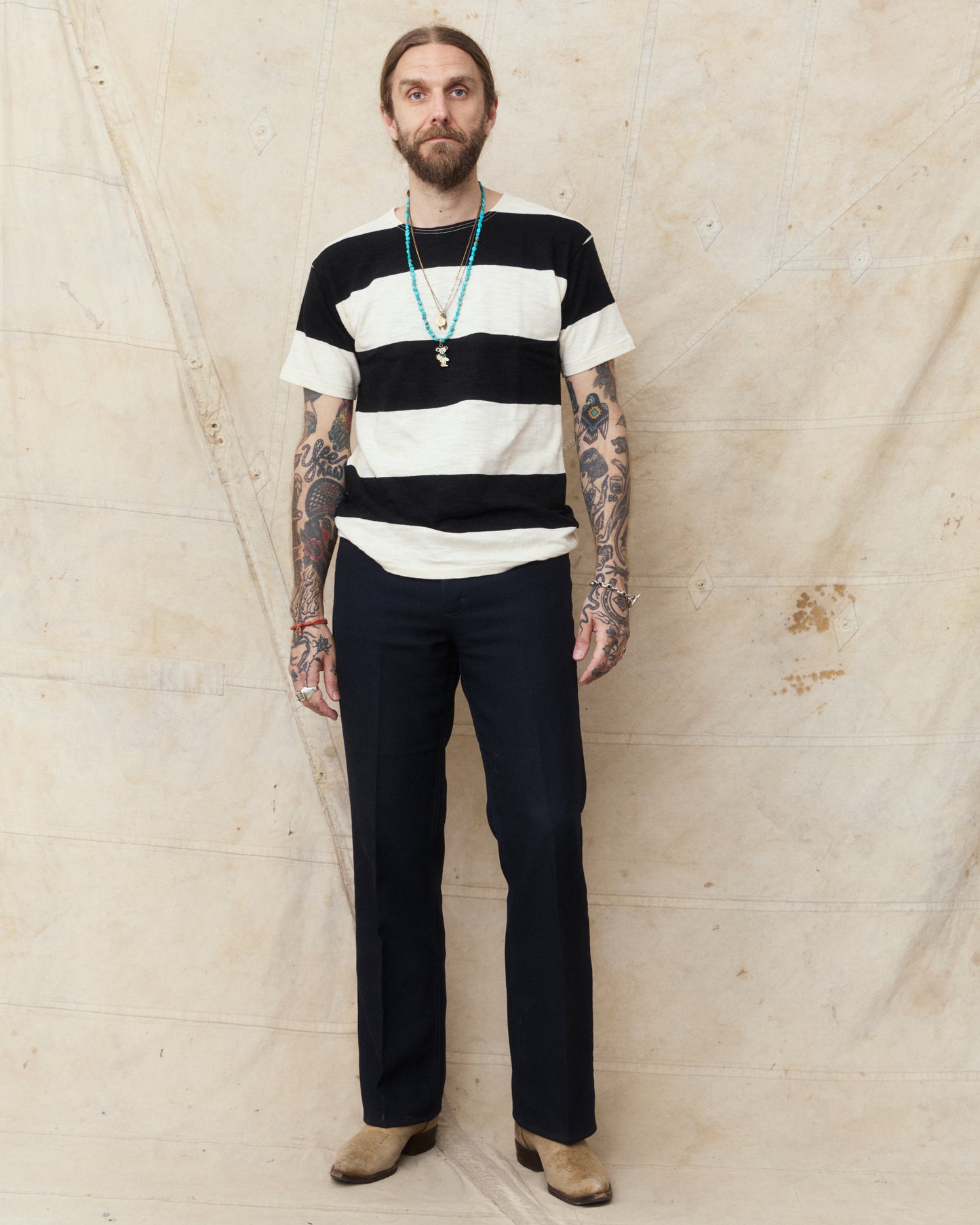 Warehouse & Co. Lot 4109 Short Sleeve Border T-shirt Black/Kinari