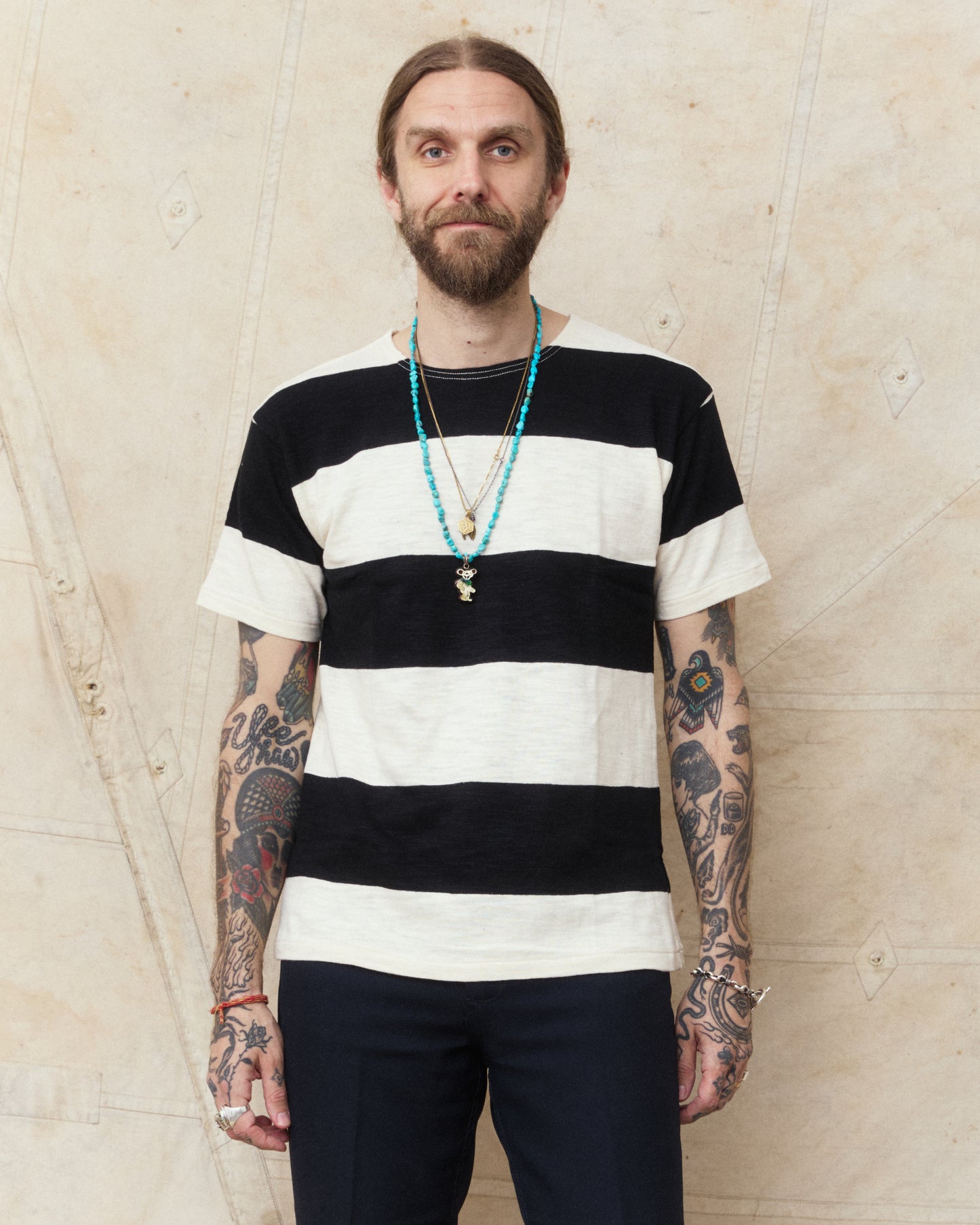 Warehouse & Co. Lot 4109 Short Sleeve Border T-shirt Black/Kinari
