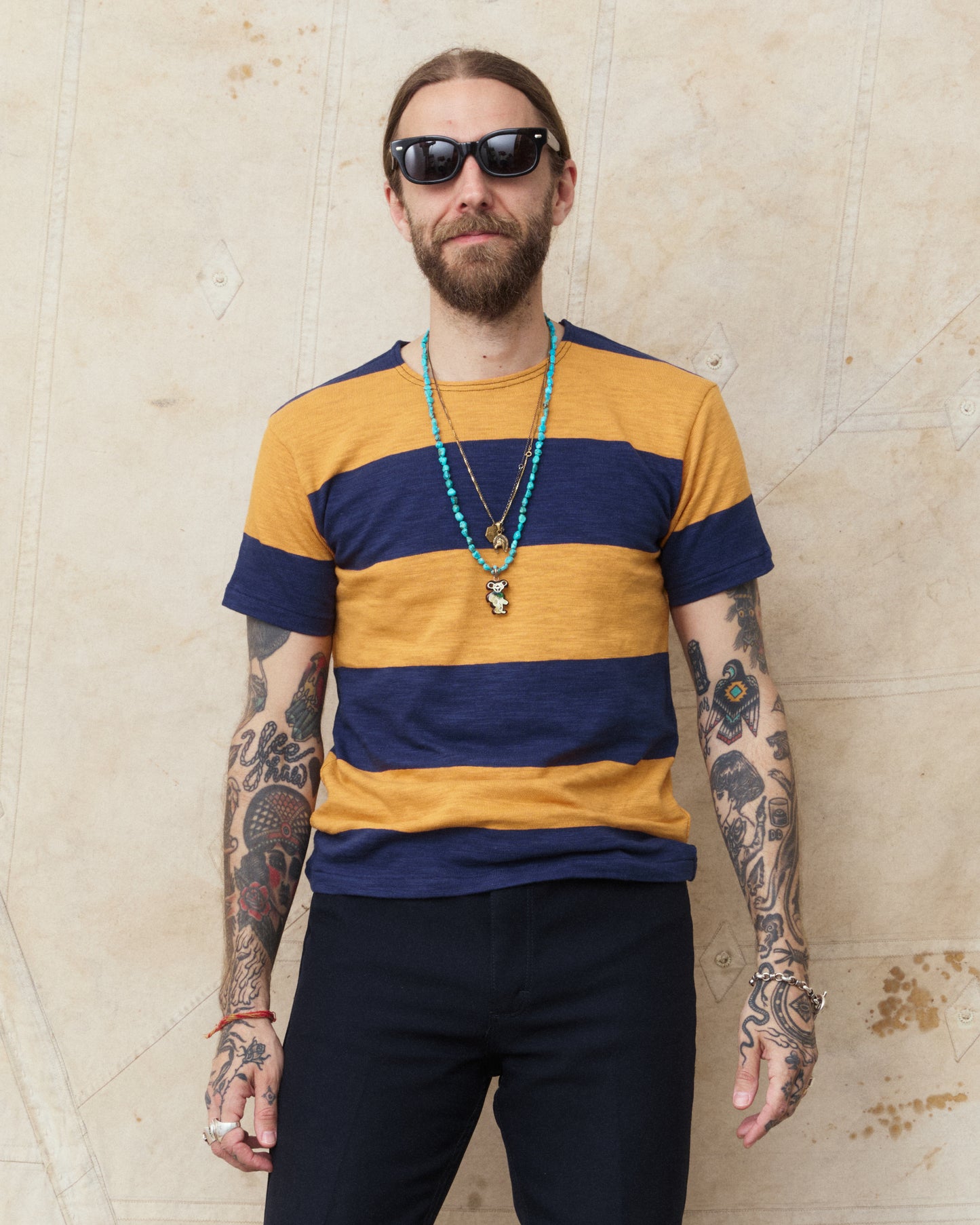 Warehouse & Co. Lot 4109 Short Sleeve Border T-shirt Navy/Orange