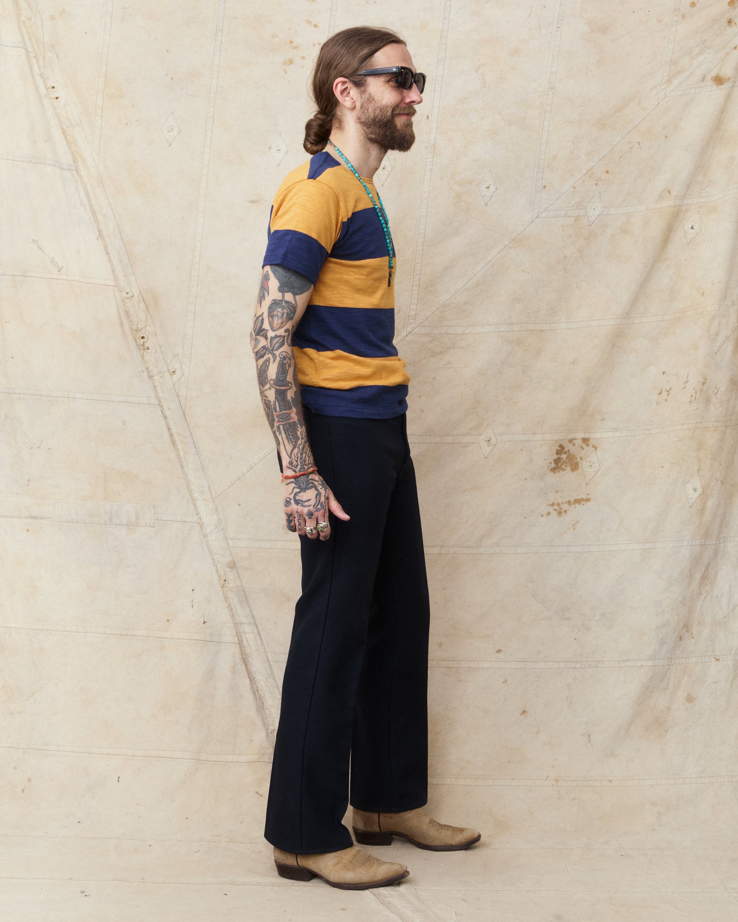 Warehouse & Co. Lot 4109 Short Sleeve Border T-shirt Navy/Orange