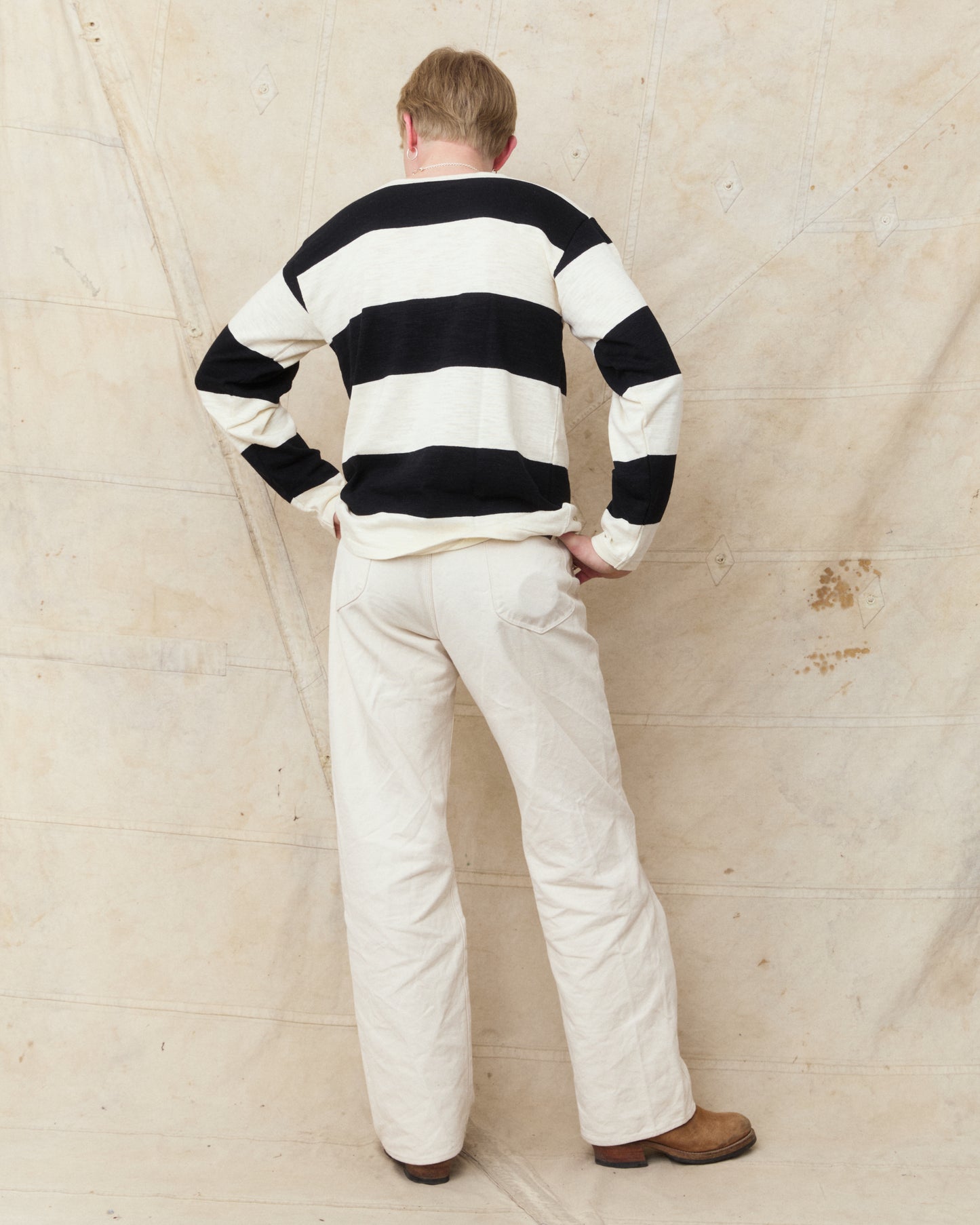 Warehouse & Co. Lot 4110 Long Sleeve Border T-shirt Black/Kinari