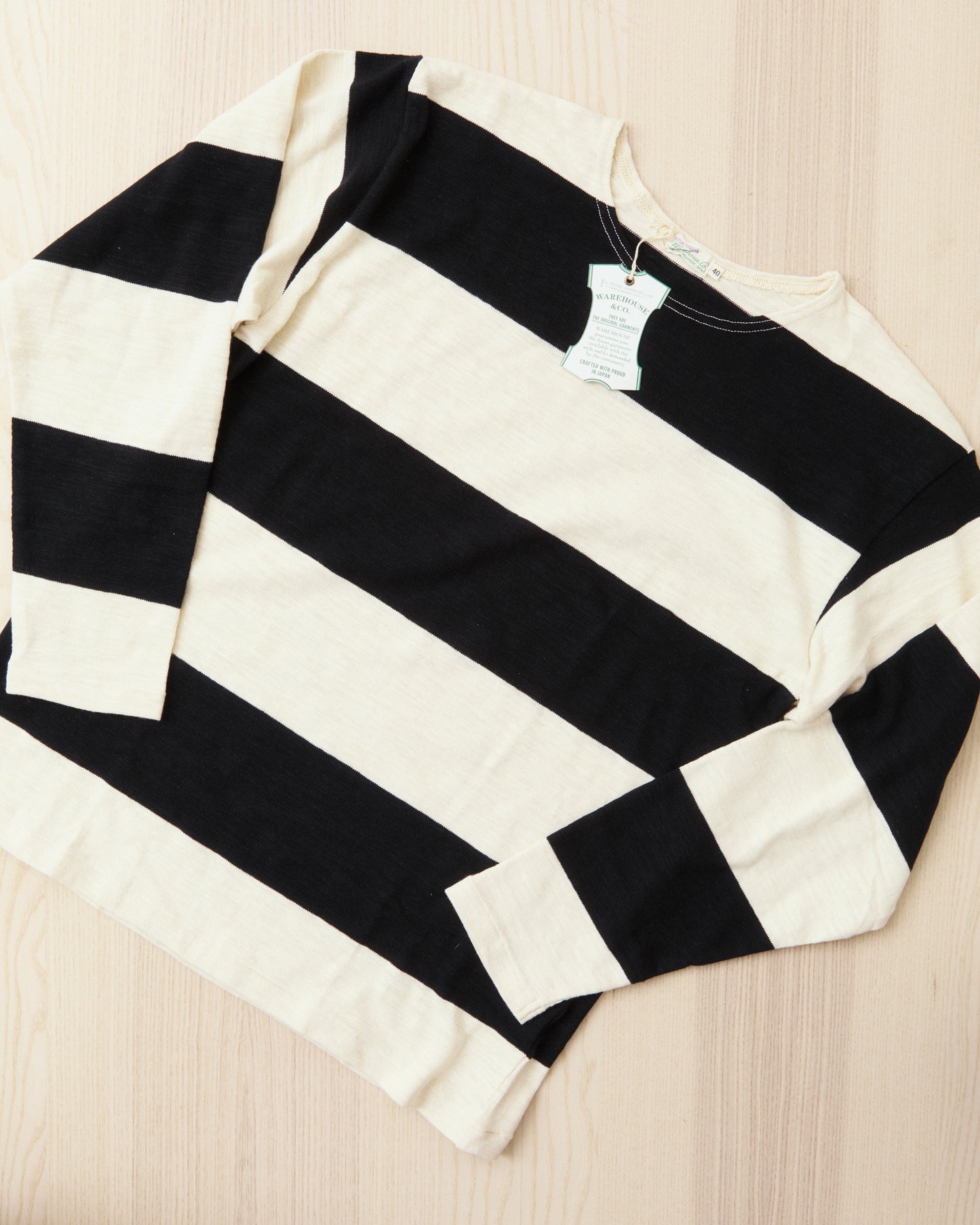Warehouse & Co. Lot 4110 Long Sleeve Border T-shirt Black/Kinari