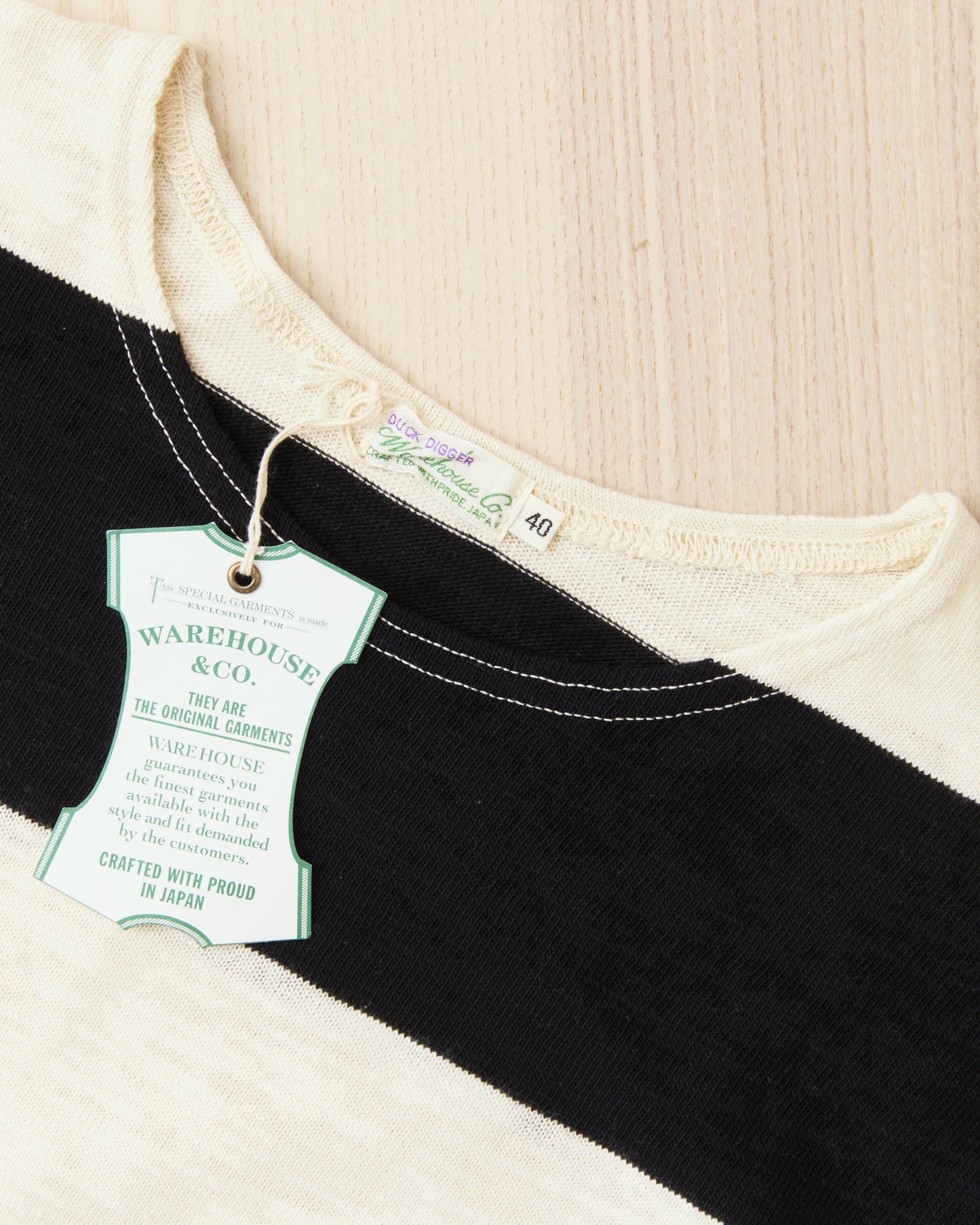 Warehouse & Co. Lot 4110 Long Sleeve Border T-shirt Black/Kinari