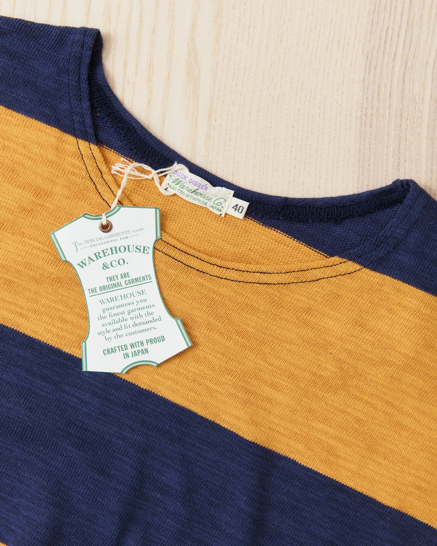Warehouse & Co. Lot 4110 Long Sleeve Border T-shirt Navy/Orange