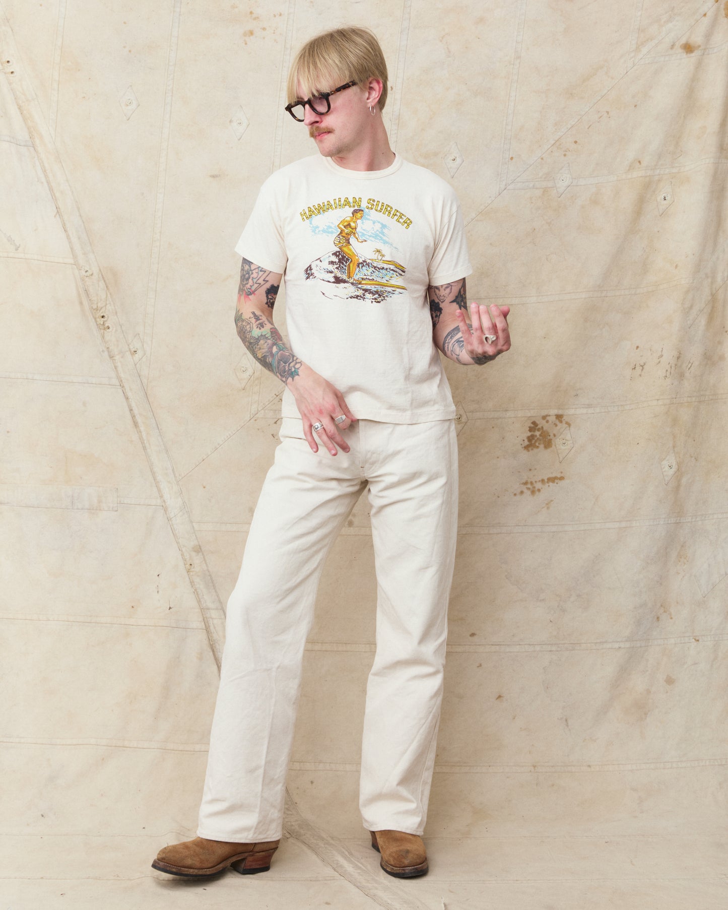 Warehouse & Co. Lot 4064 "Hawaiian Surfer" Cream T-Shirt