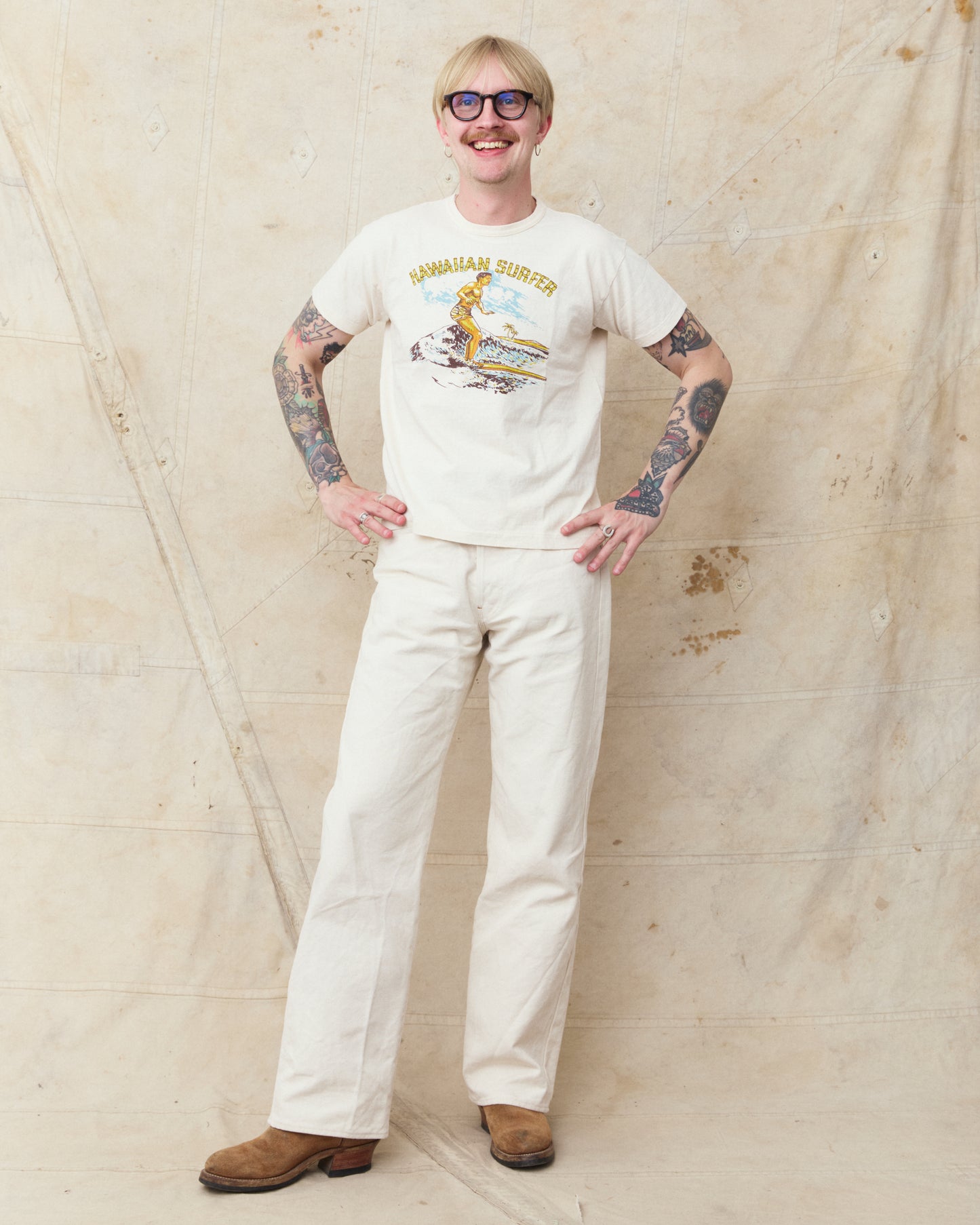 Warehouse & Co. Lot 4064 "Hawaiian Surfer" Cream T-Shirt