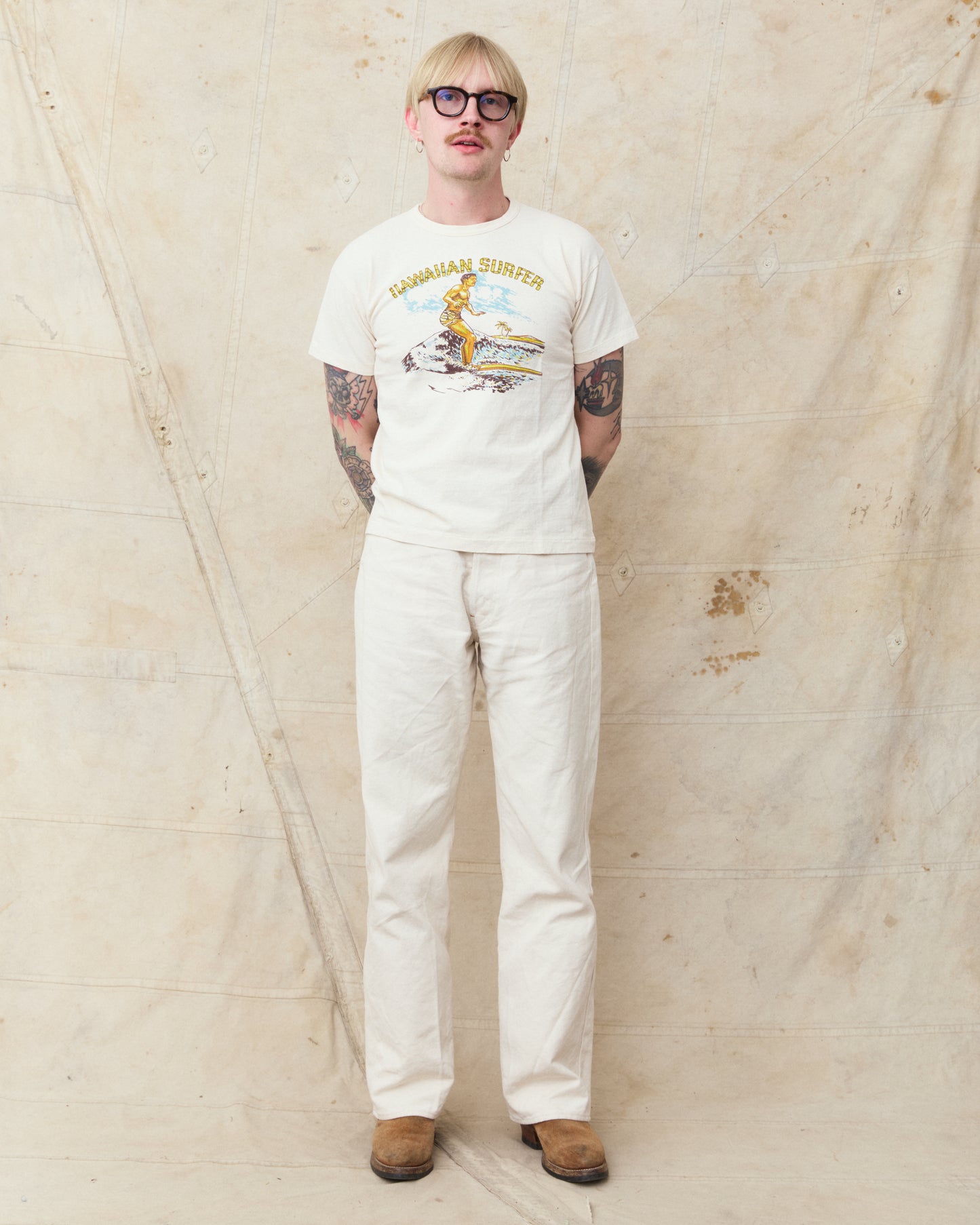 Warehouse & Co. Lot 4064 "Hawaiian Surfer" Cream T-Shirt