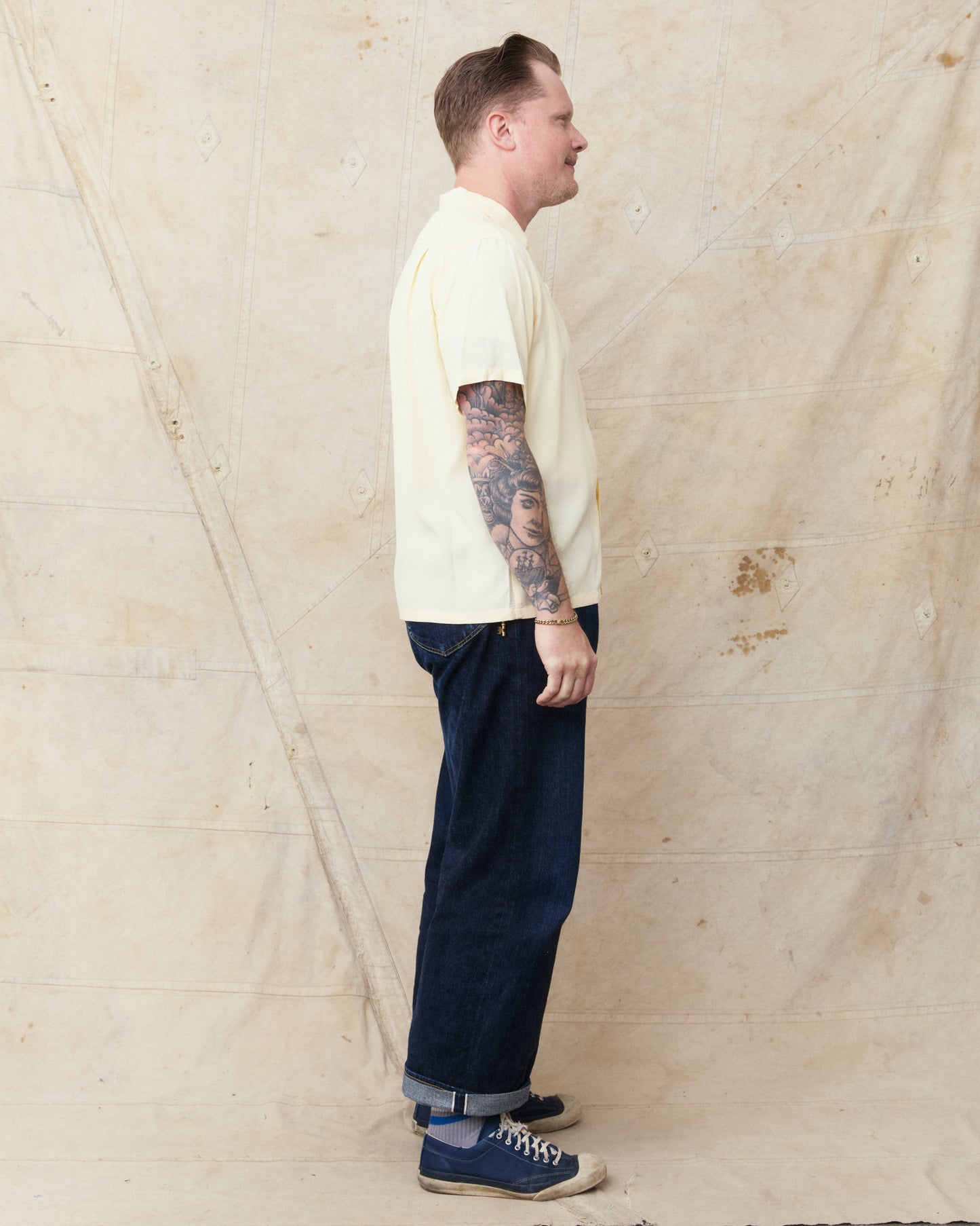 Style Eyes SE39455 105 Short Sleeve Rayon Bowling Shirt Off White